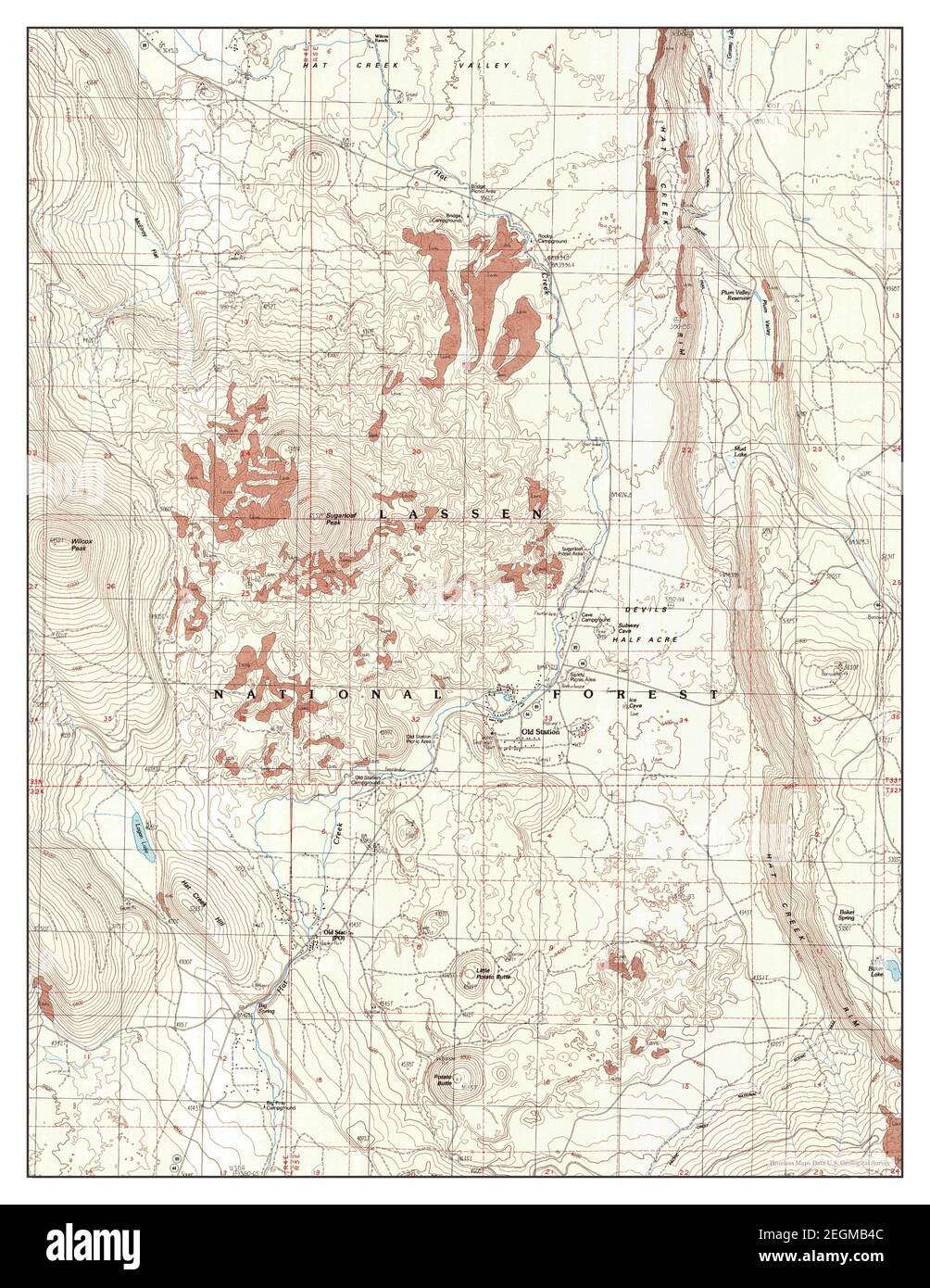 Old Station, California, map 1985, 124000, United States of America by