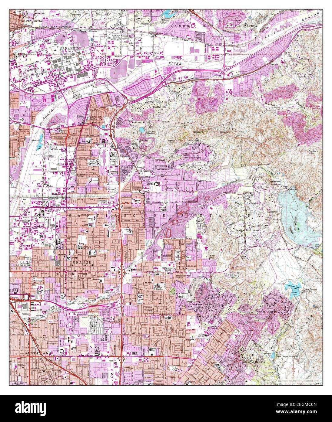 Orange, California, map 1964, 124000, United States of America by