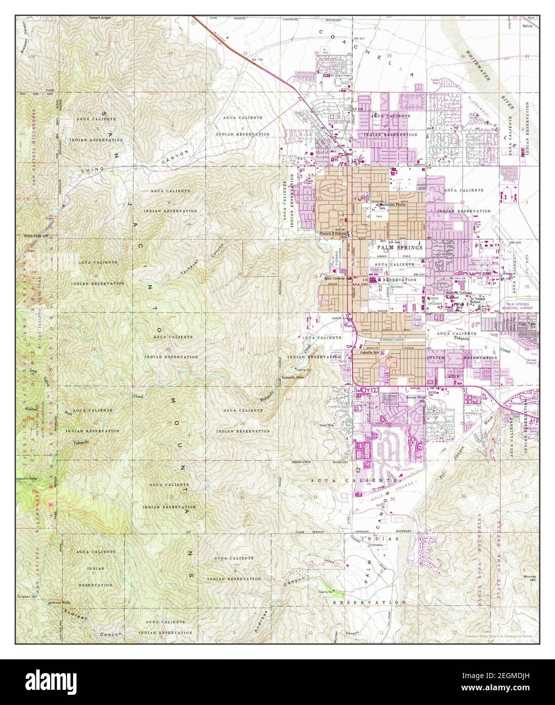 Palm Springs California Map 1957 124000 United States Of America By Timeless Maps Data Us 9923