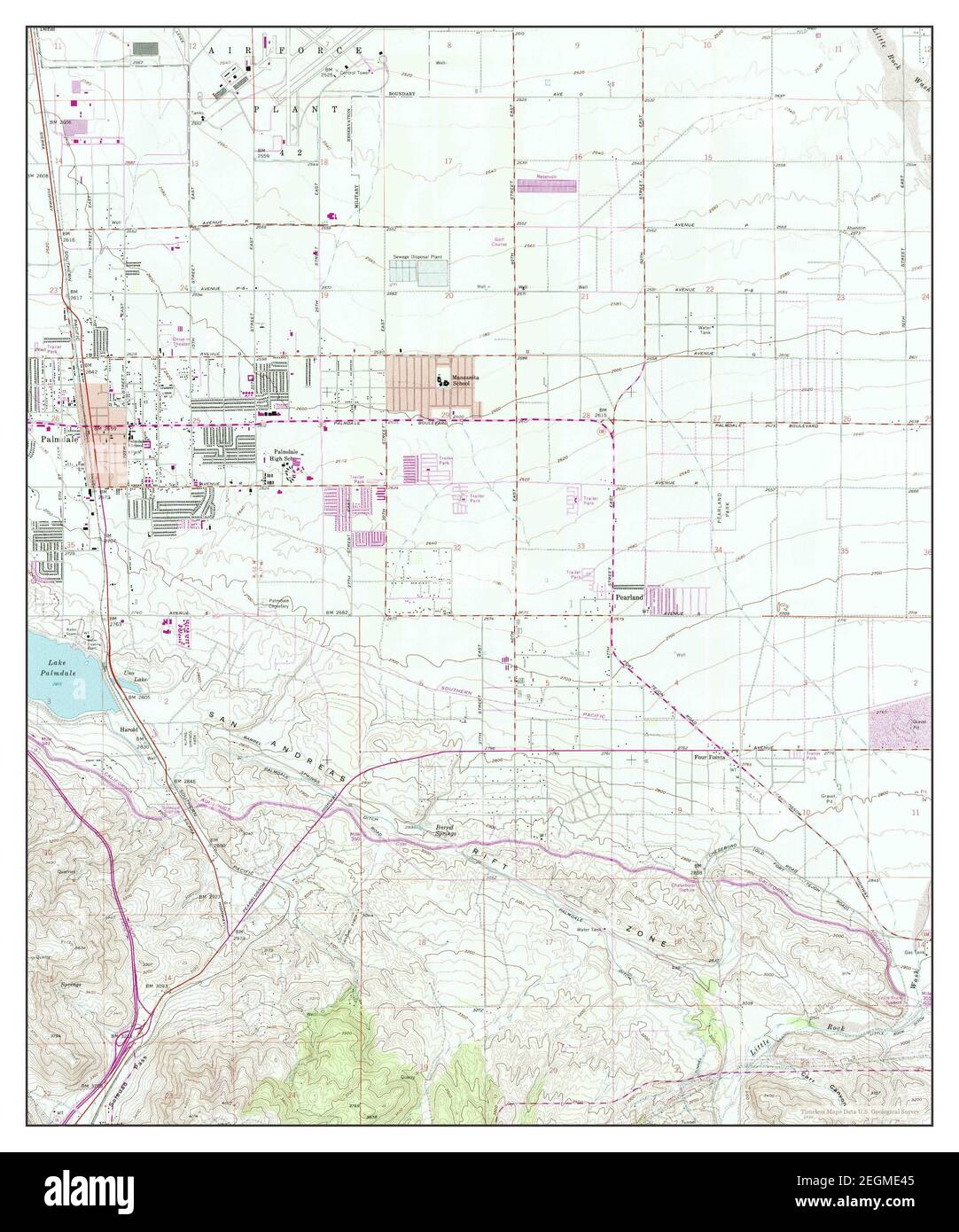 Palmdale, California, map 1958, 1:24000, United States of America by Timeless Maps, data U.S. Geological Survey Stock Photo