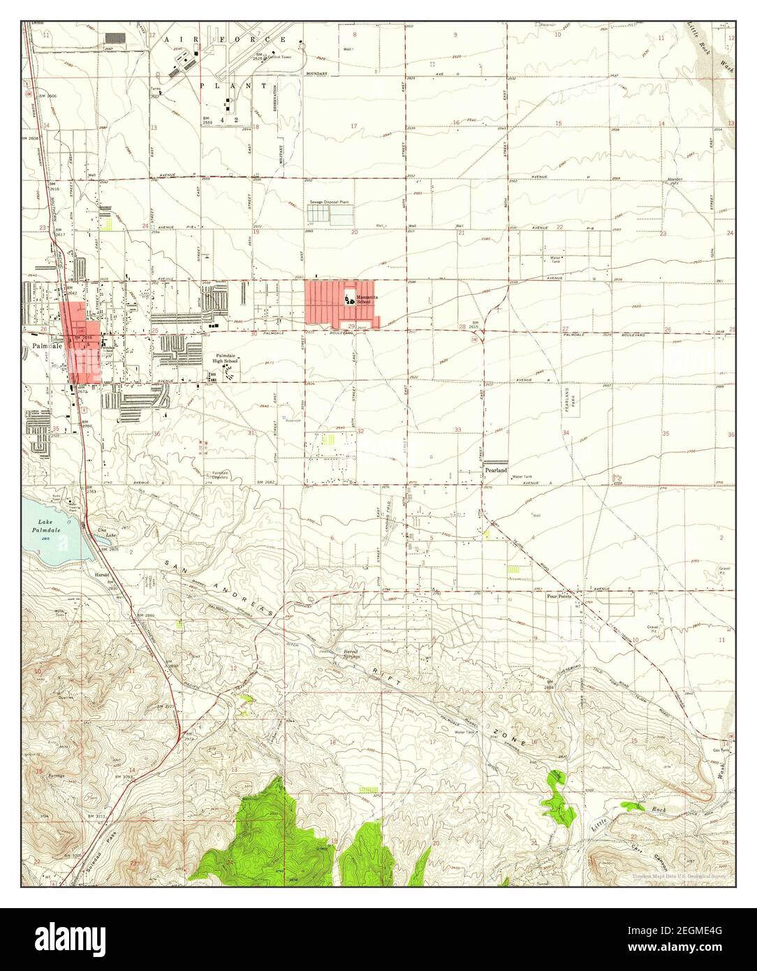 Palmdale, California, map 1958, 1:24000, United States of America by Timeless Maps, data U.S. Geological Survey Stock Photo