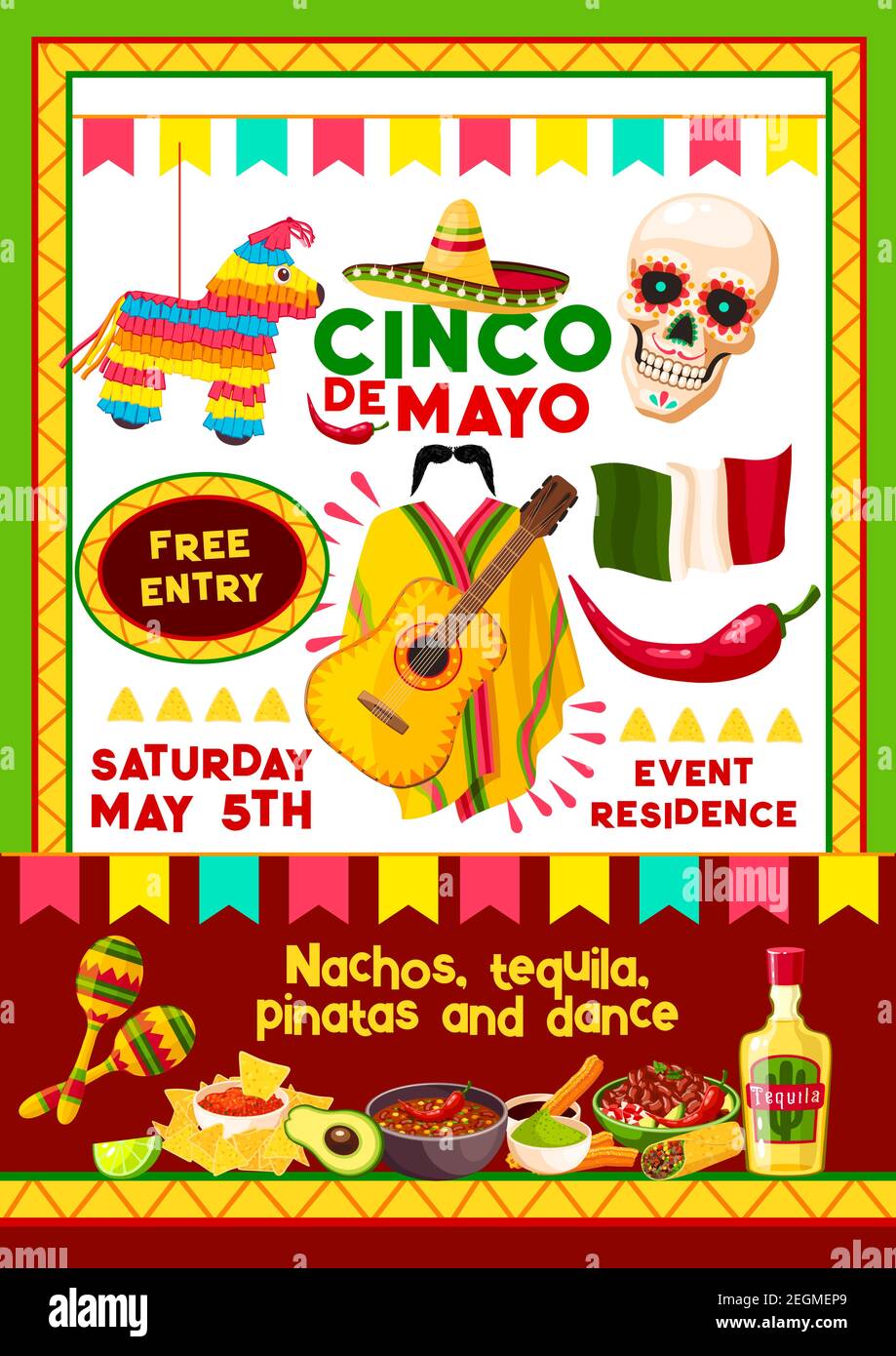 Cinco de Mayo Mexican holiday invitation design template for party ...