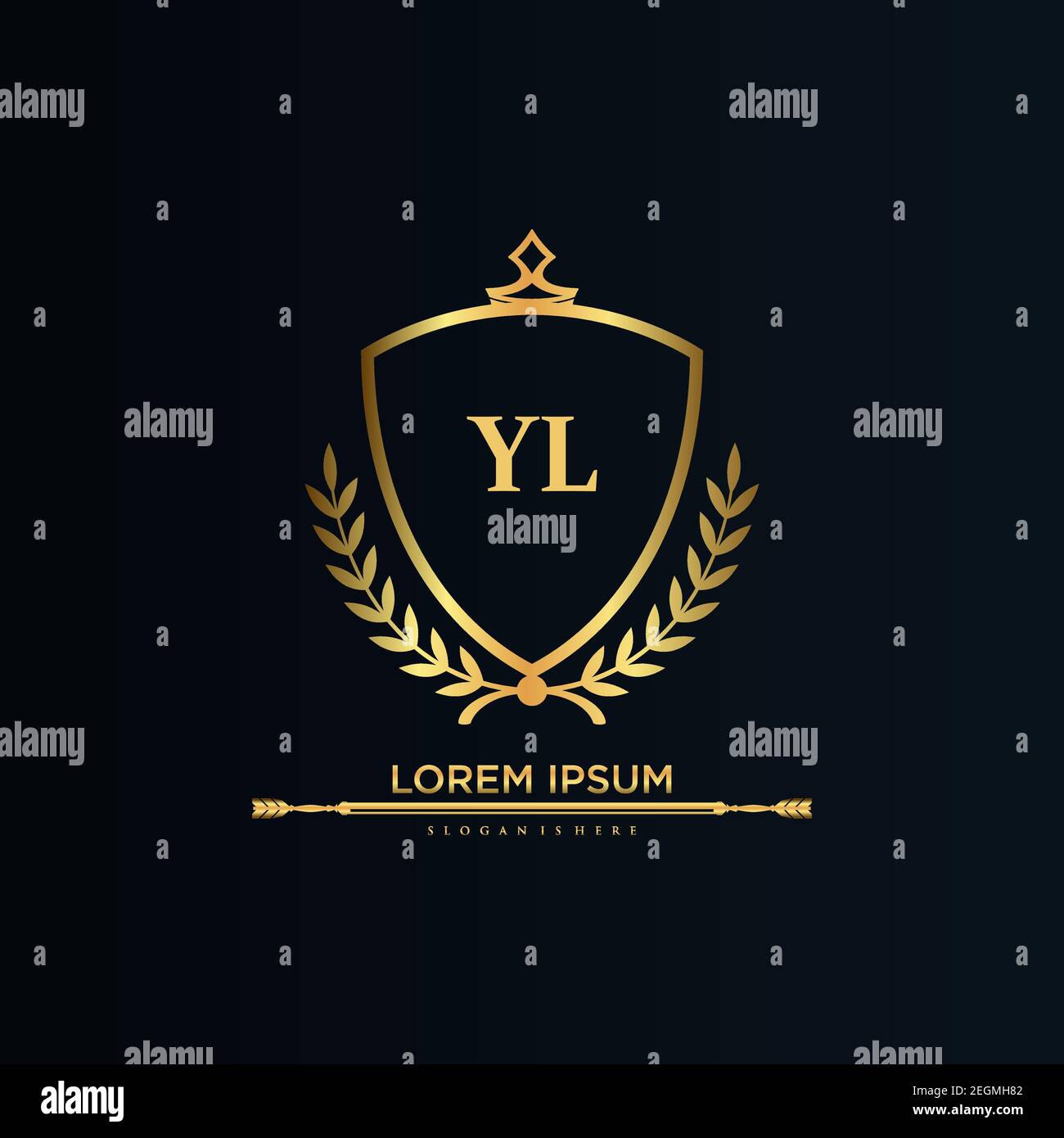 YL Letter Initial with Royal Template.elegant with crown logo vector, Creative Lettering Logo Vector Illustration Art. Stock Vector