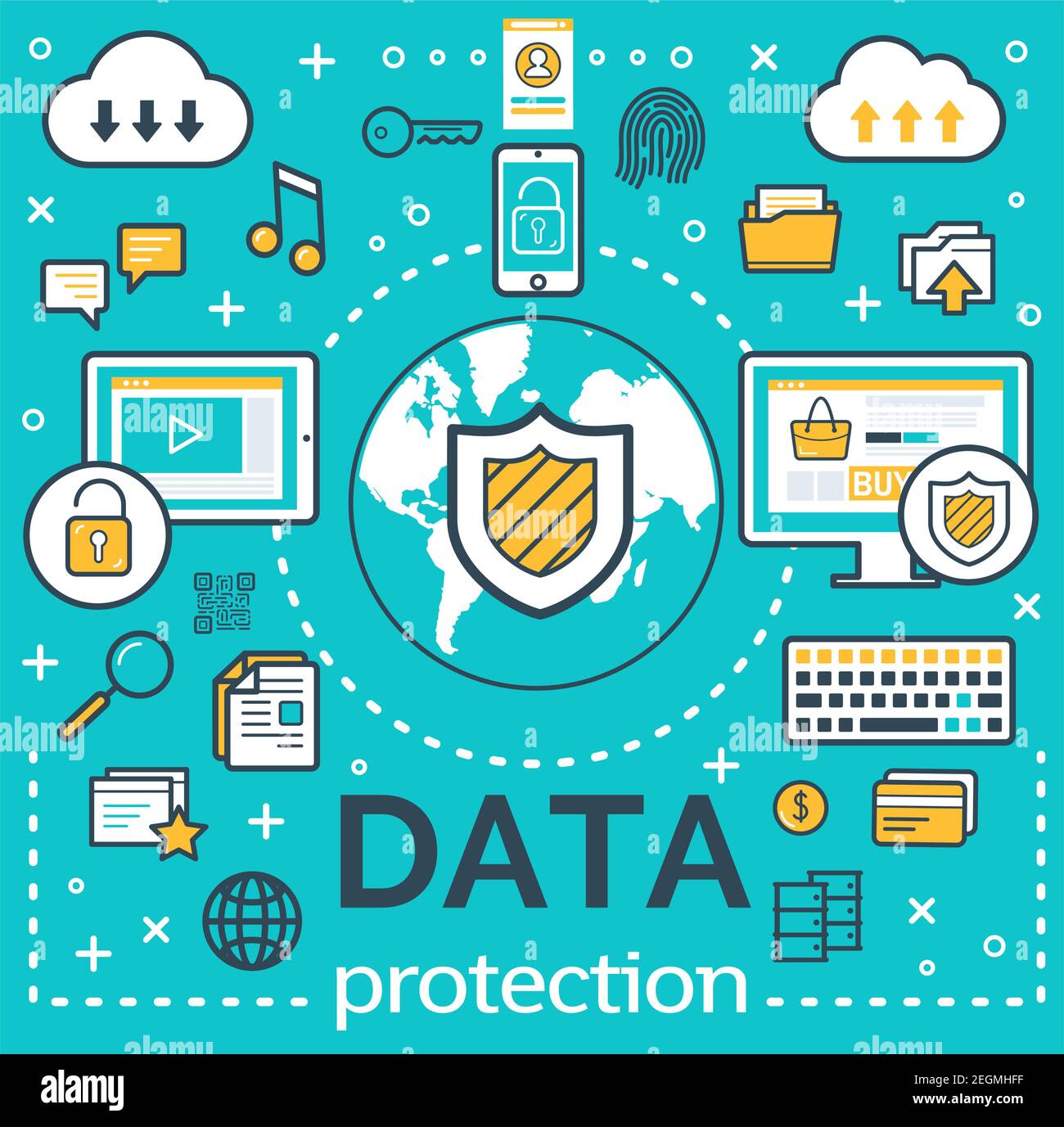 Internet data protection and personal network security Vector personal files encryption technology and online safe browser for web cloud in co Stock Vector Image & Art - Alamy