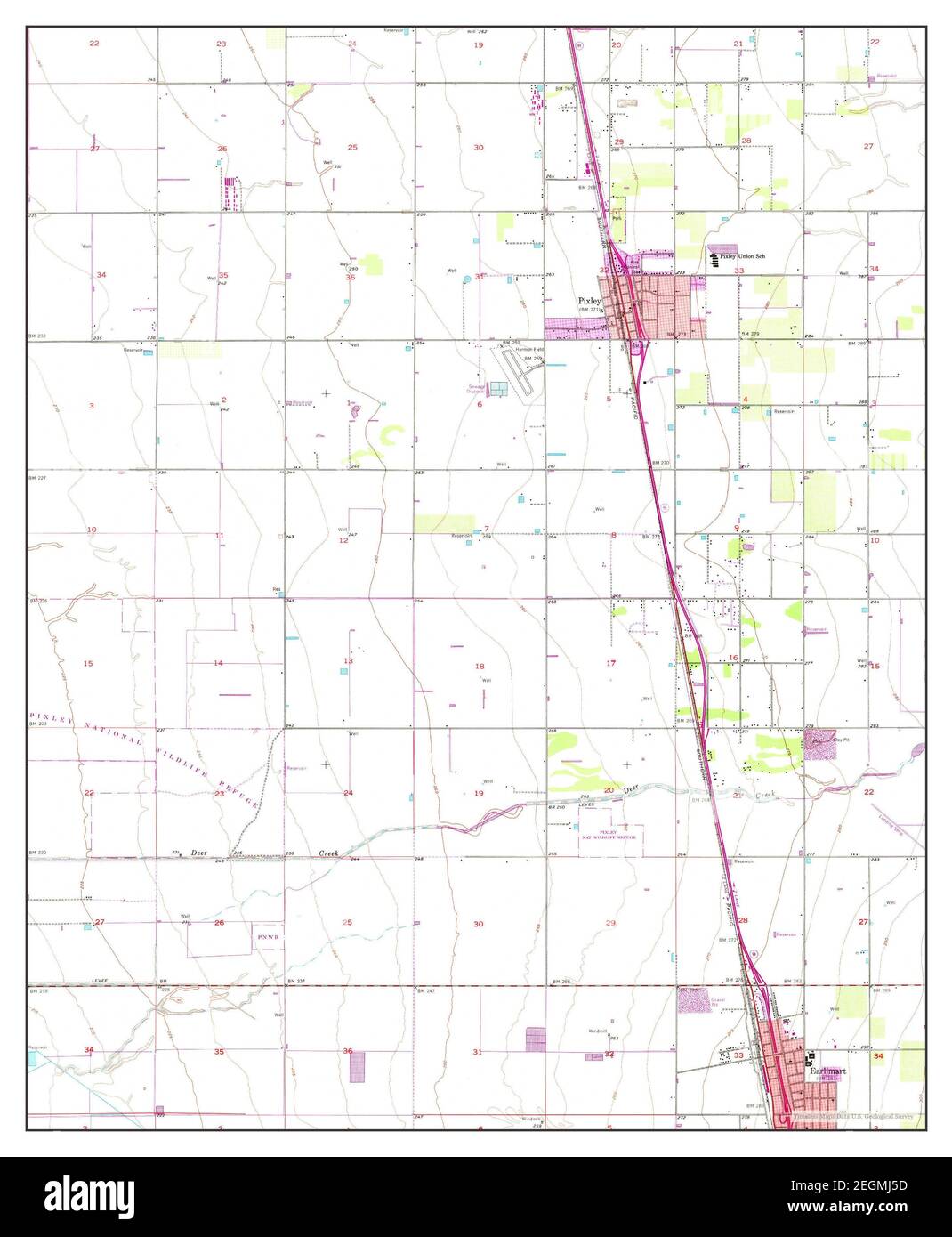 Pixley, California, map 1954, 124000, United States of America by
