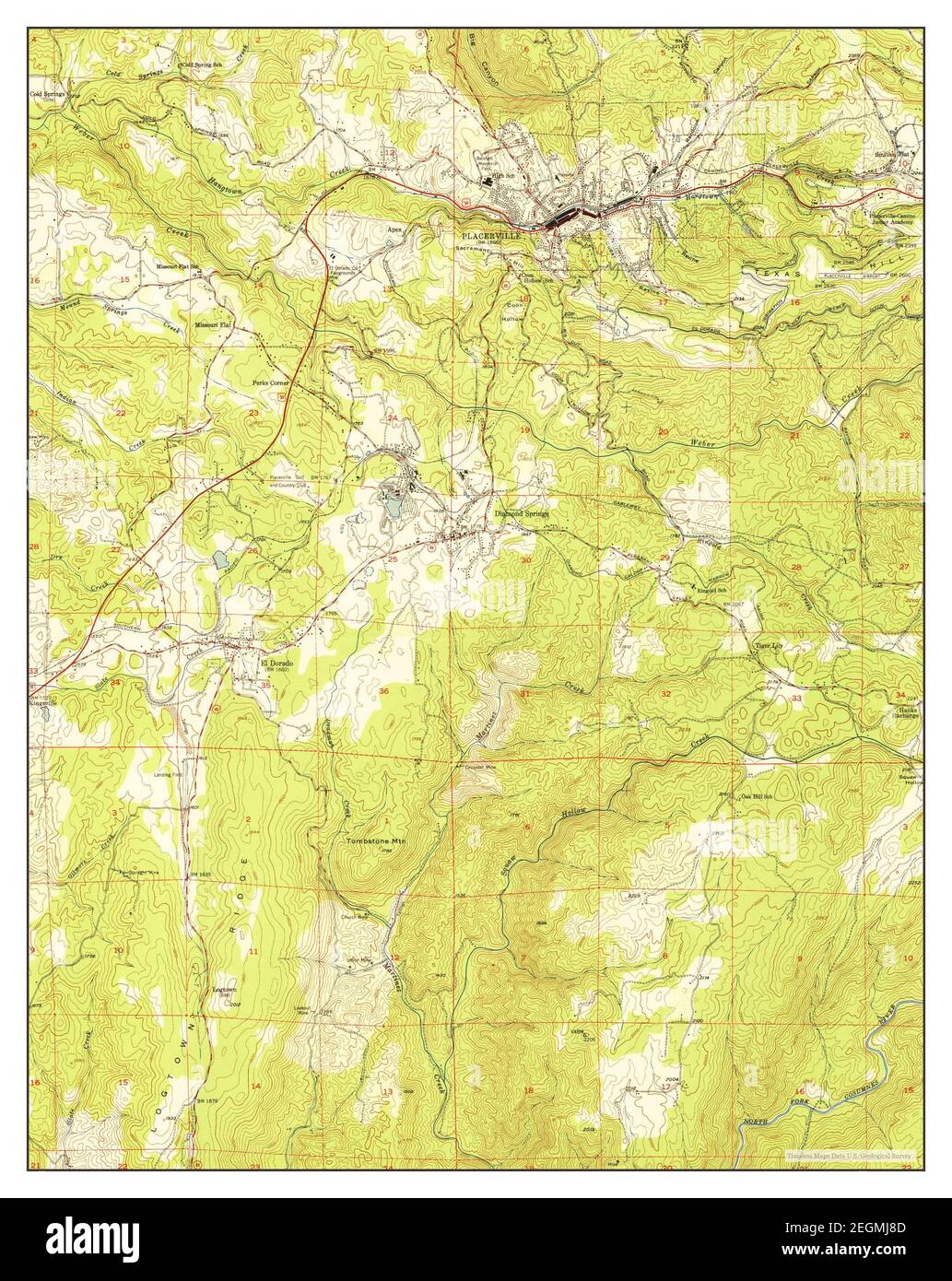 Placerville, California, map 1950, 124000, United States of America by