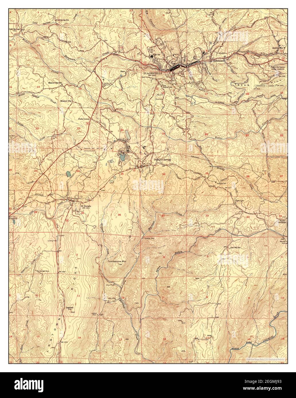 Placerville, California, map 1950, 124000, United States of America by