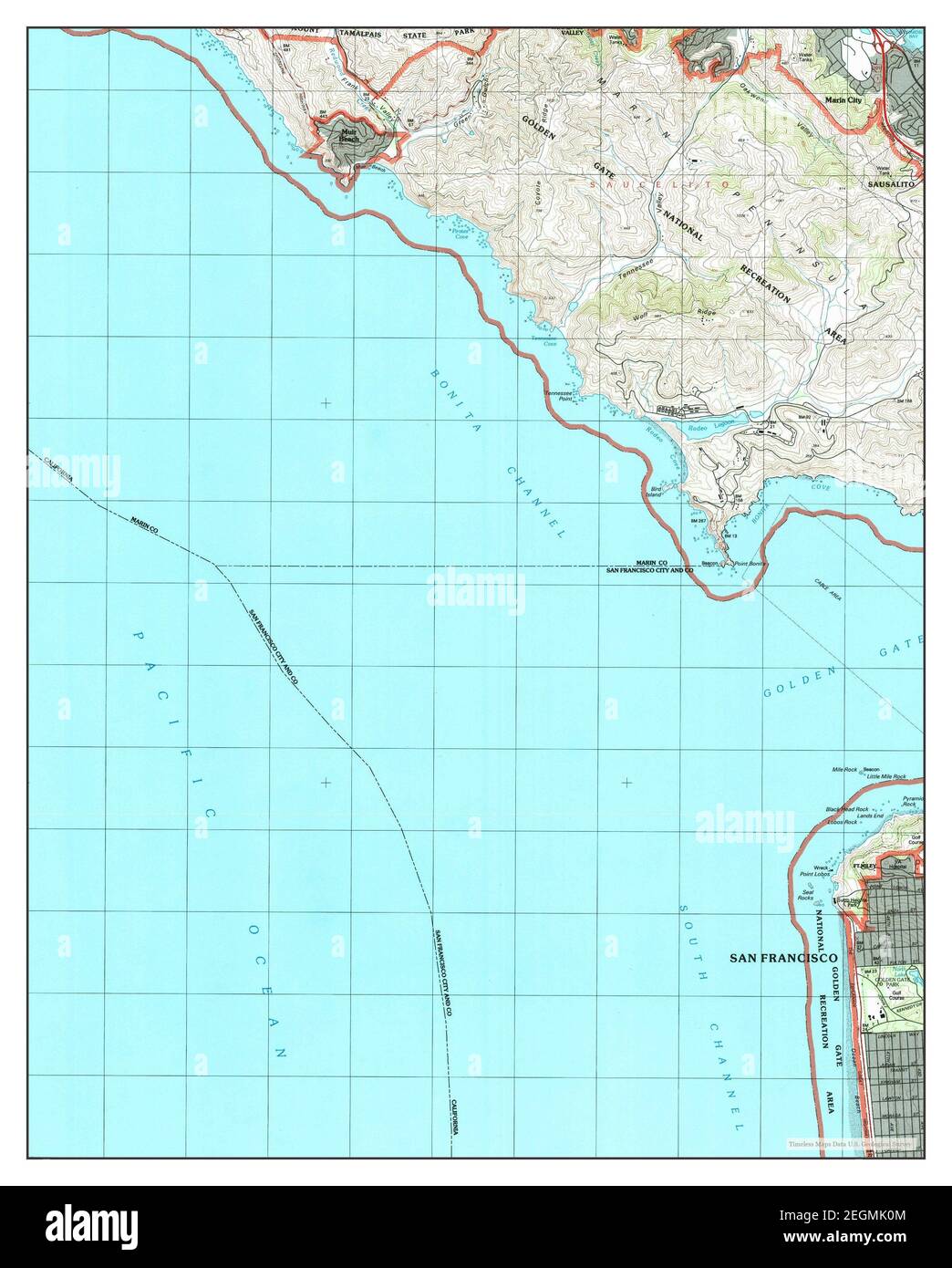 Point Bonita, California, map 1993, 124000, United States of America
