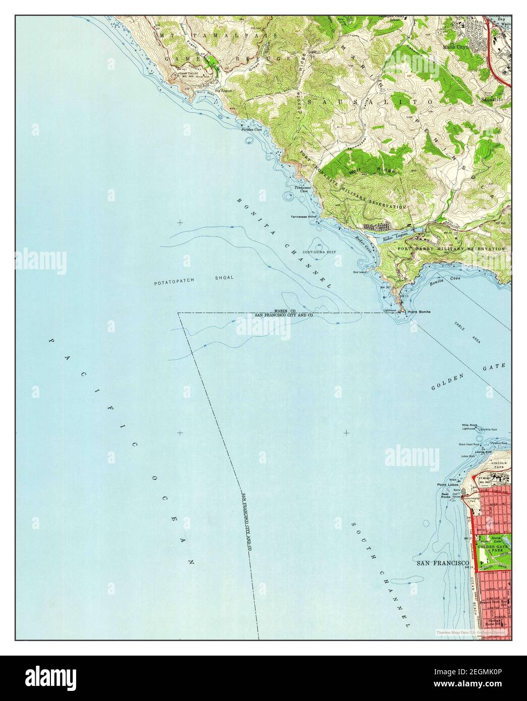 Point Bonita, California, map 1954, 124000, United States of America