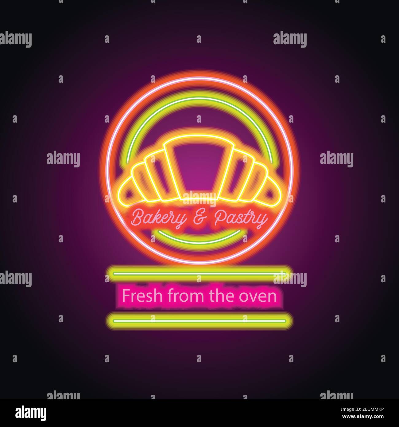 bakery and pastry neon sign for bakery and pastry advertisement. vector