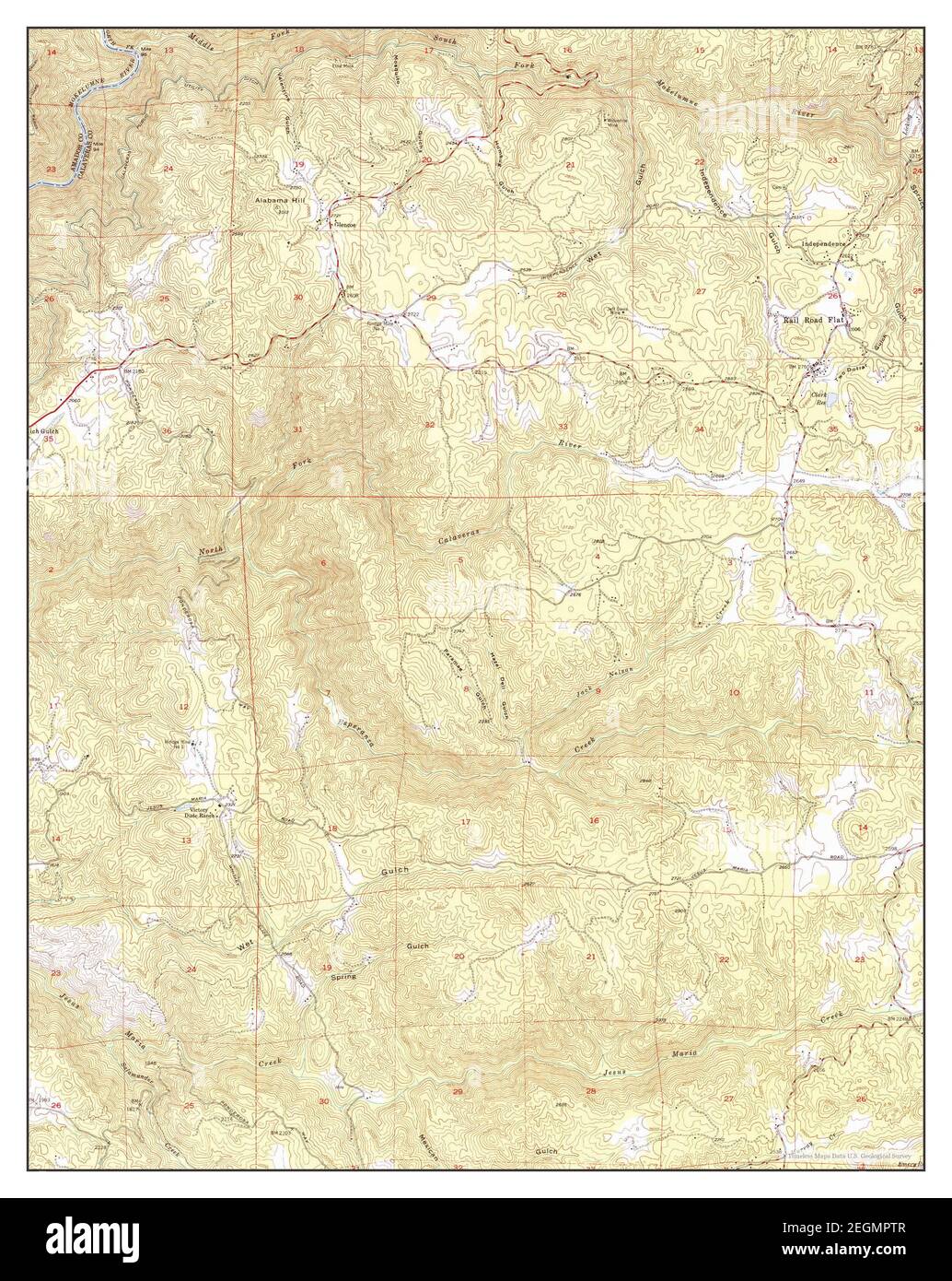 Rail Road Flat, California, map 1948, 124000, United States of America