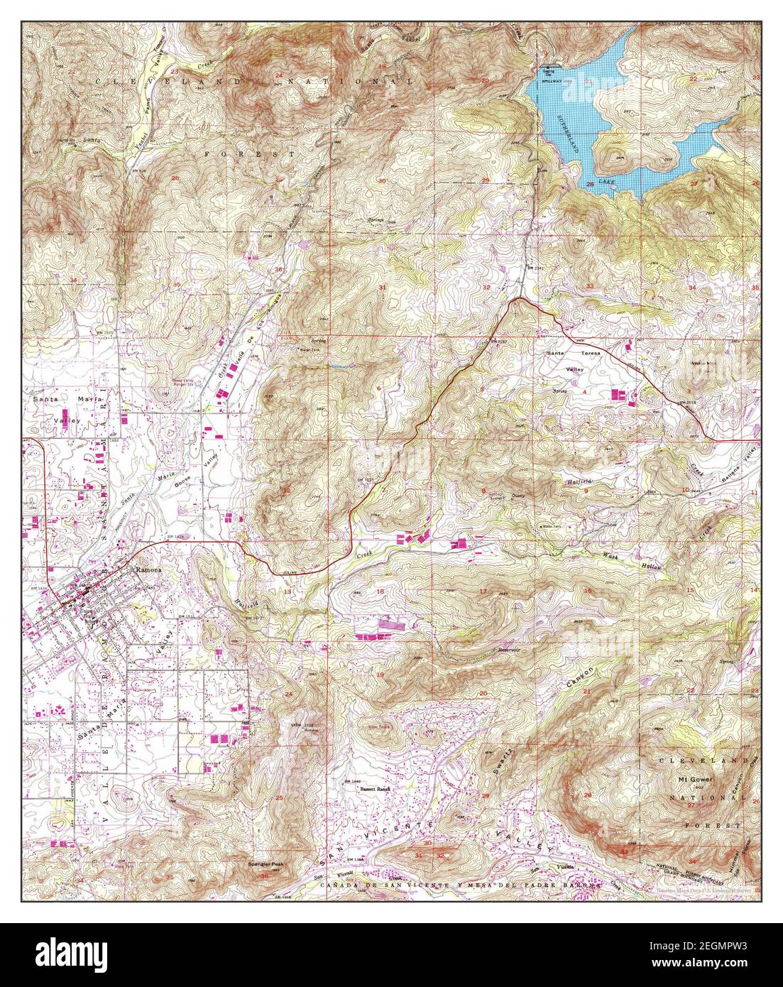 Ramona, California, map 1955, 124000, United States of America by