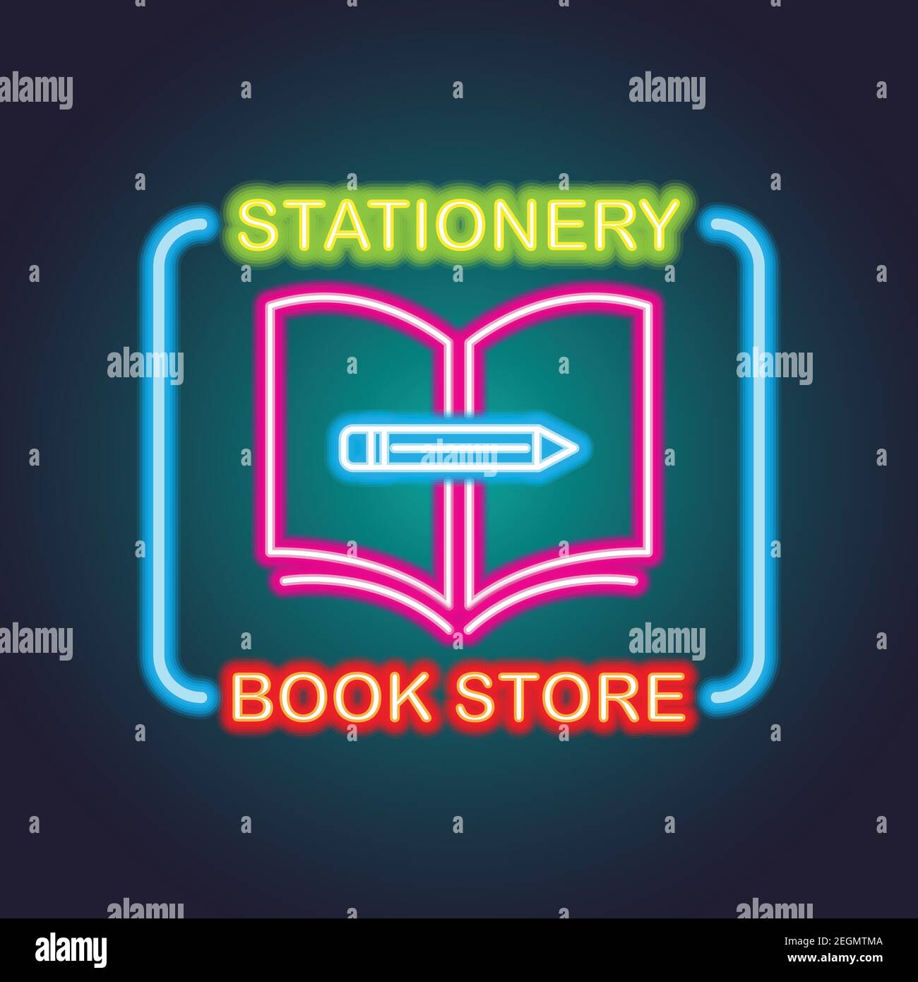stationery and book store neon sign for stationery and book