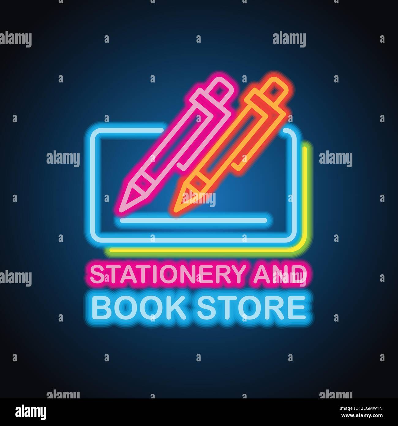 stationery and book store neon sign for stationery and book