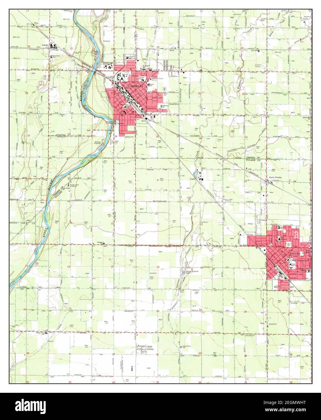 Reedley, California, map 1966, 124000, United States of America by