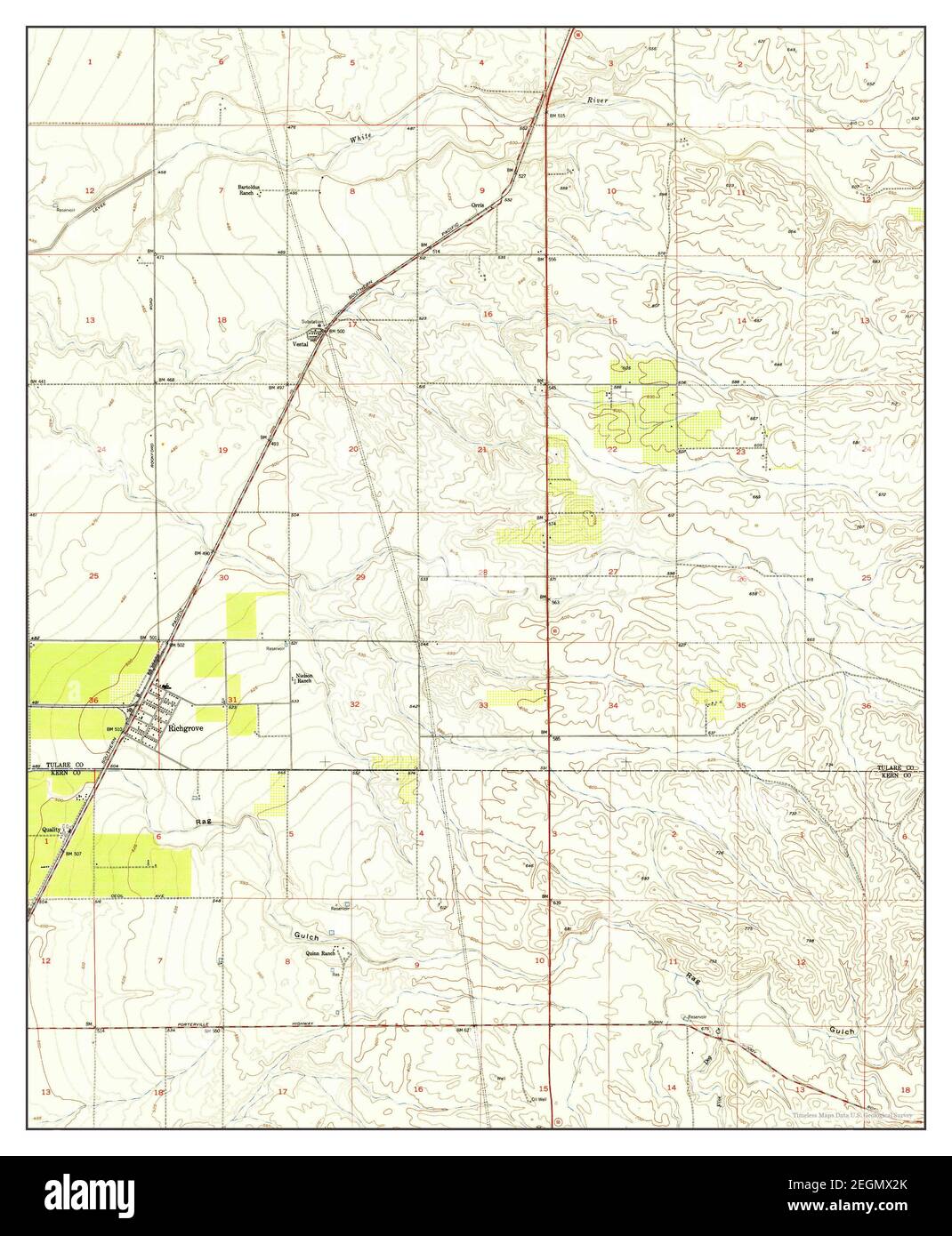 Richgrove, California, map 1952, 124000, United States of America by