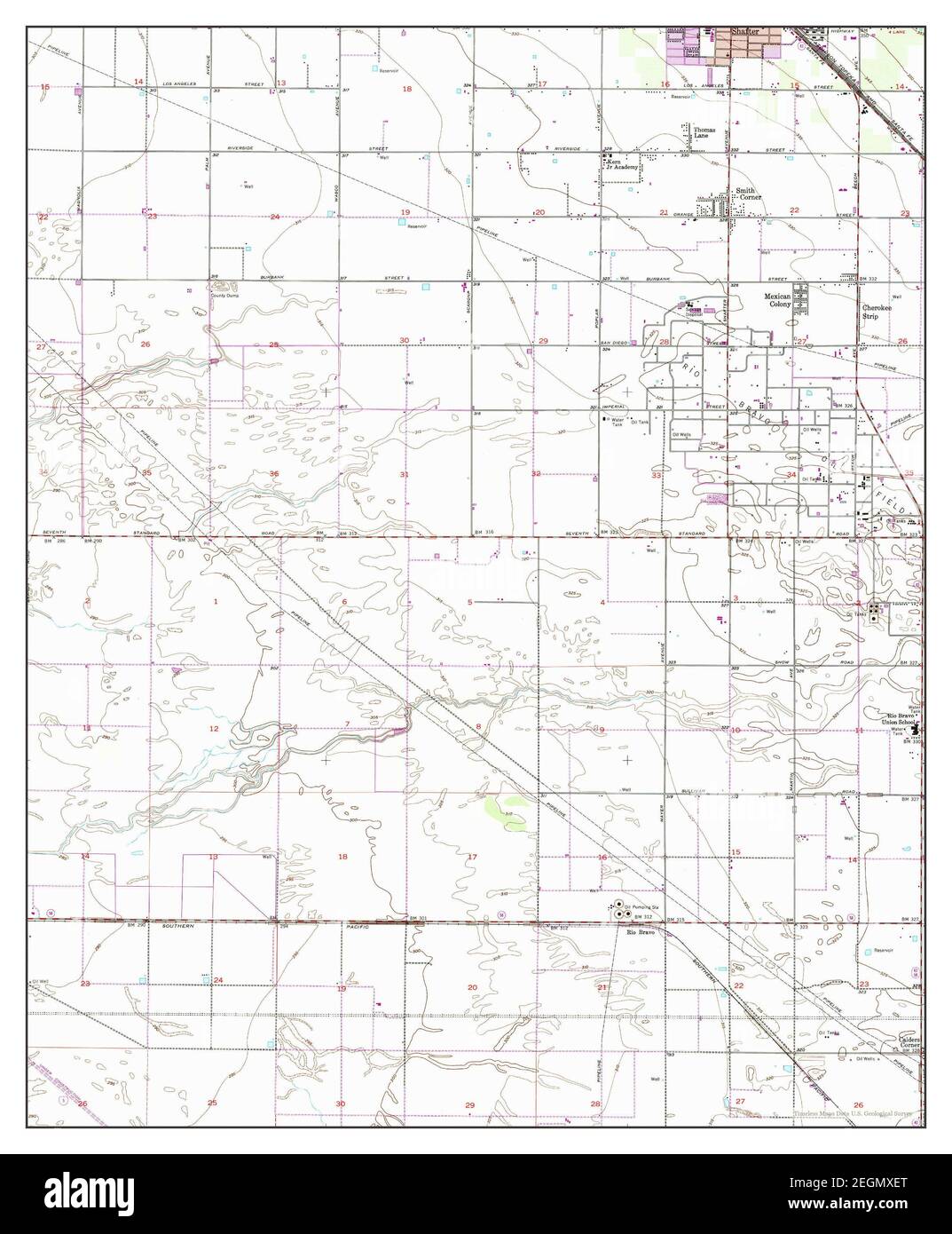 Rio Bravo, California, map 1954, 124000, United States of America by
