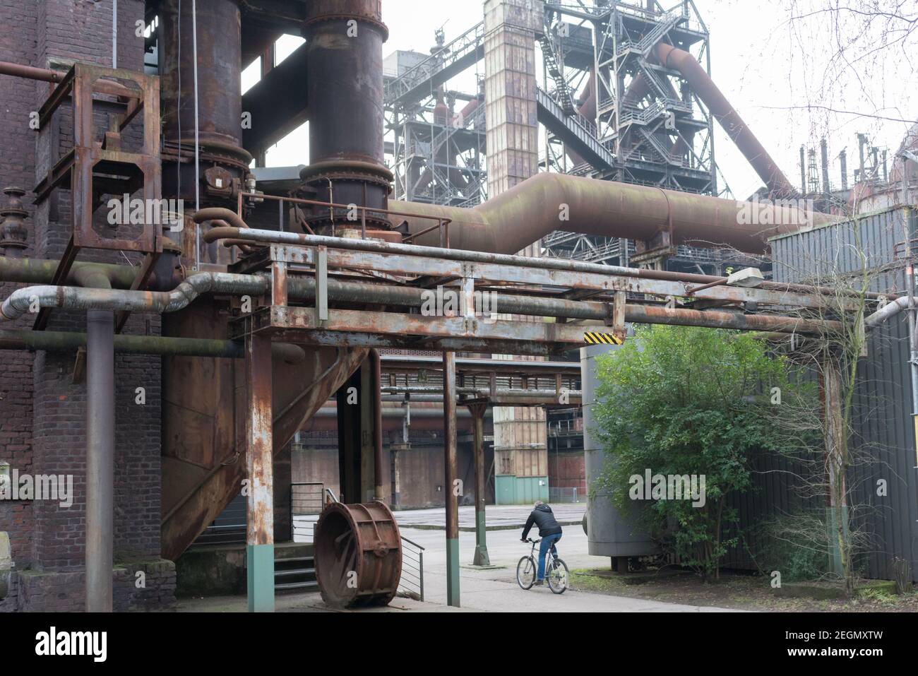 Landschaftspark Duisburg-Nord is a public park where visitors can explore a coal and iron works site that was closed down in 1985. It was transformed Stock Photo