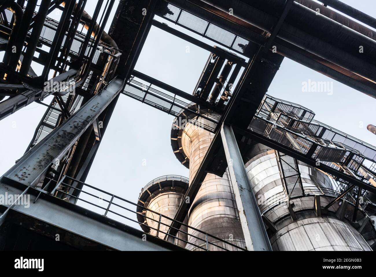Landschaftspark Duisburg-Nord is a public park where visitors can explore a coal and iron works site that was closed down in 1985. It was transformed Stock Photo