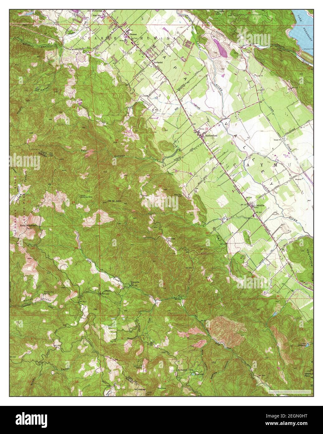 Rutherford, California, map 1951, 124000, United States of America by