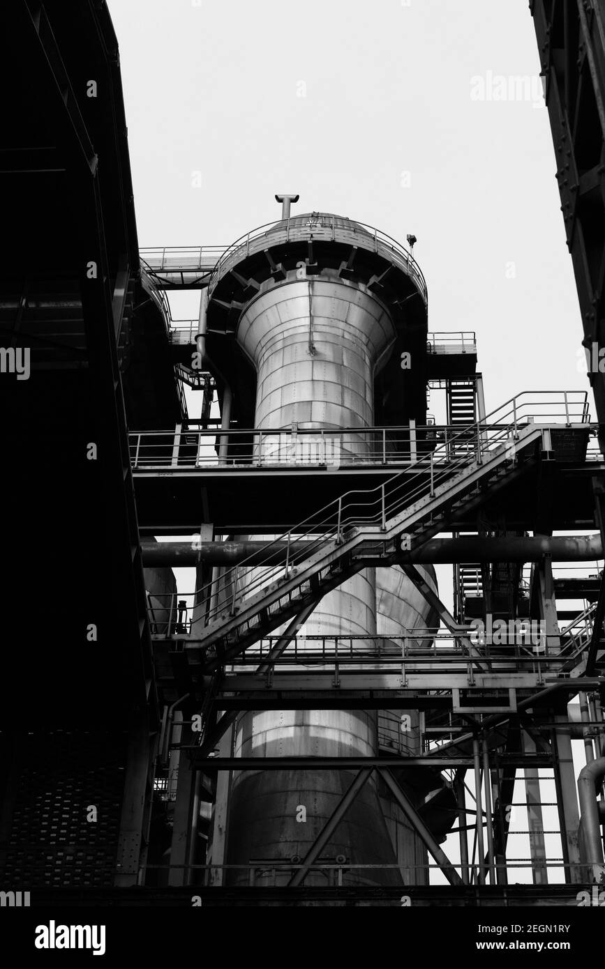 Landschaftspark Duisburg-Nord is a public park where visitors can explore a coal and iron works site that was closed down in 1985. It was transformed Stock Photo