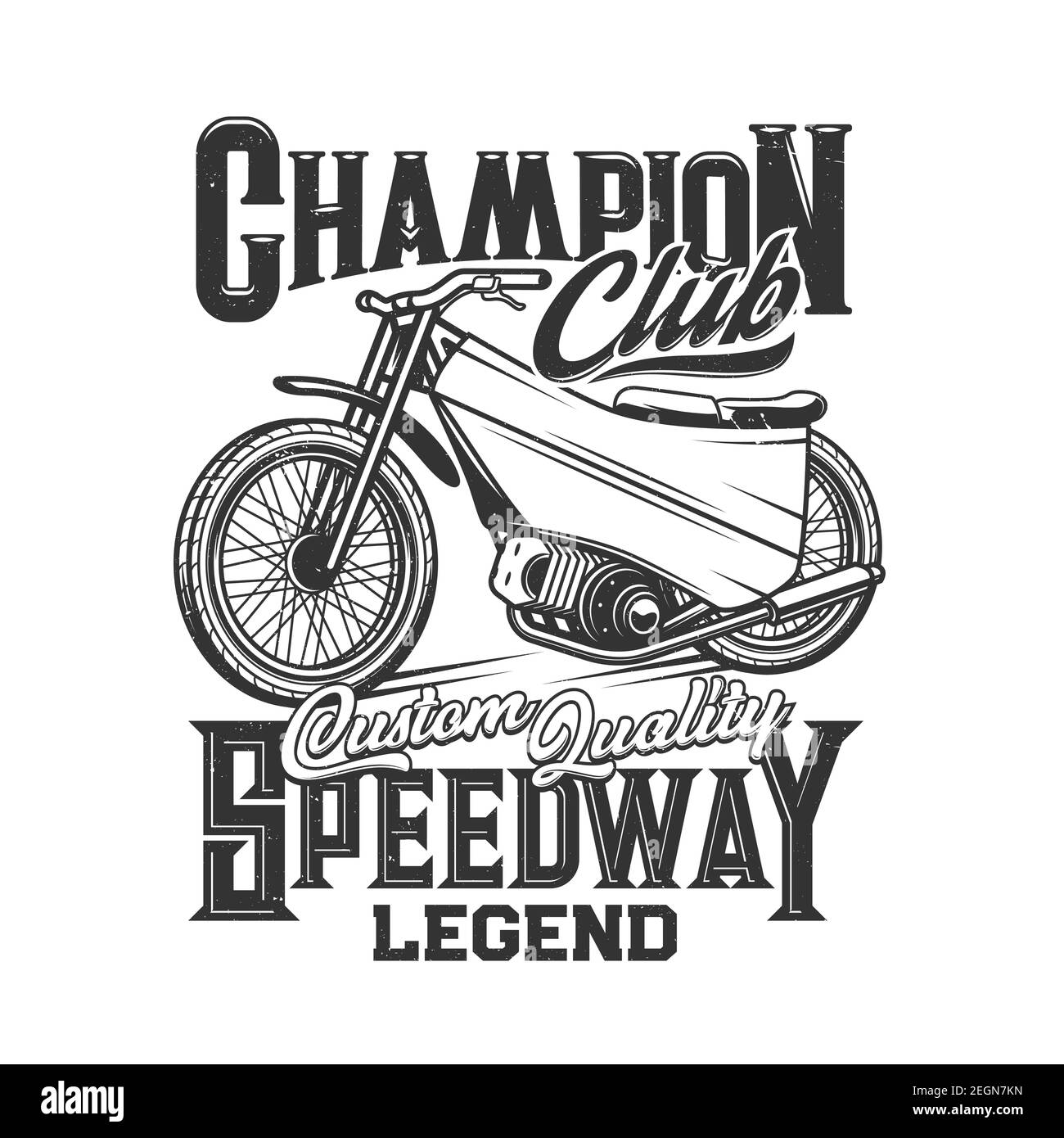 Speedway, motorcycle bike races, motorbike sport club vector icon. Motor speedway or moto speed races competition emblem, motorcycle racers club champ Stock Vector
