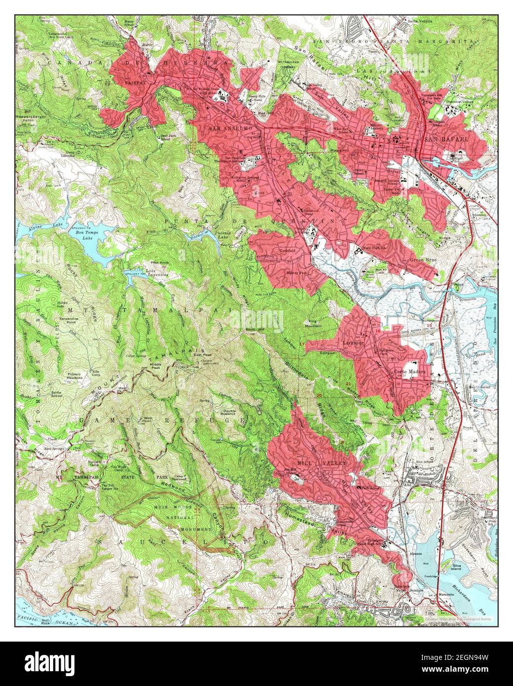 San Rafael, California, map 1954, 124000, United States of America by