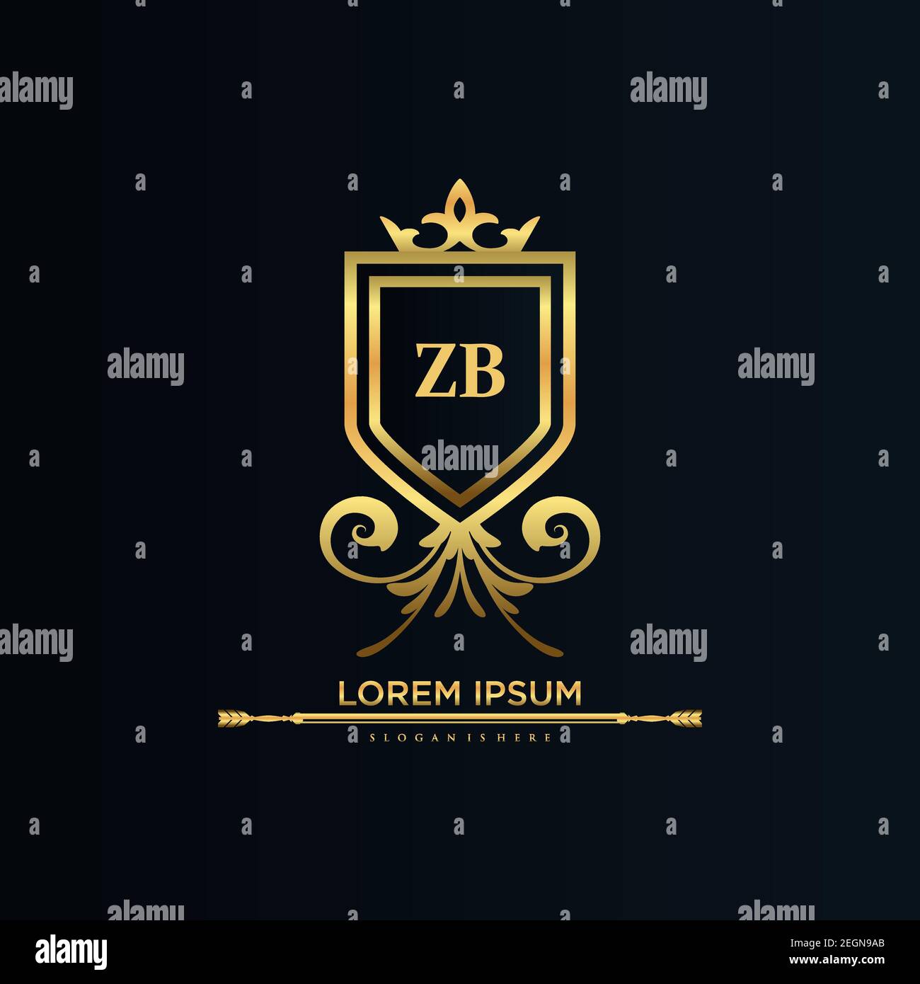 ZB Letter Initial with Royal Template.elegant with crown logo vector ...