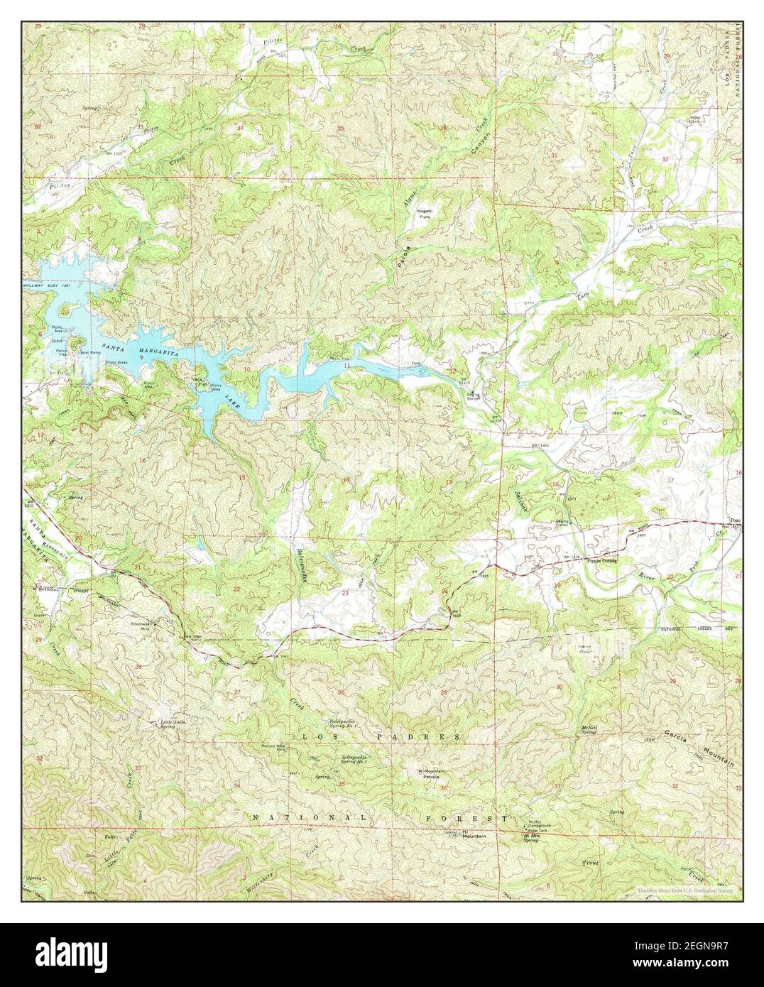 Santa Margarita Lake, California, map 1967, 1:24000, United States of America by Timeless Maps, data U.S. Geological Survey Stock Photo