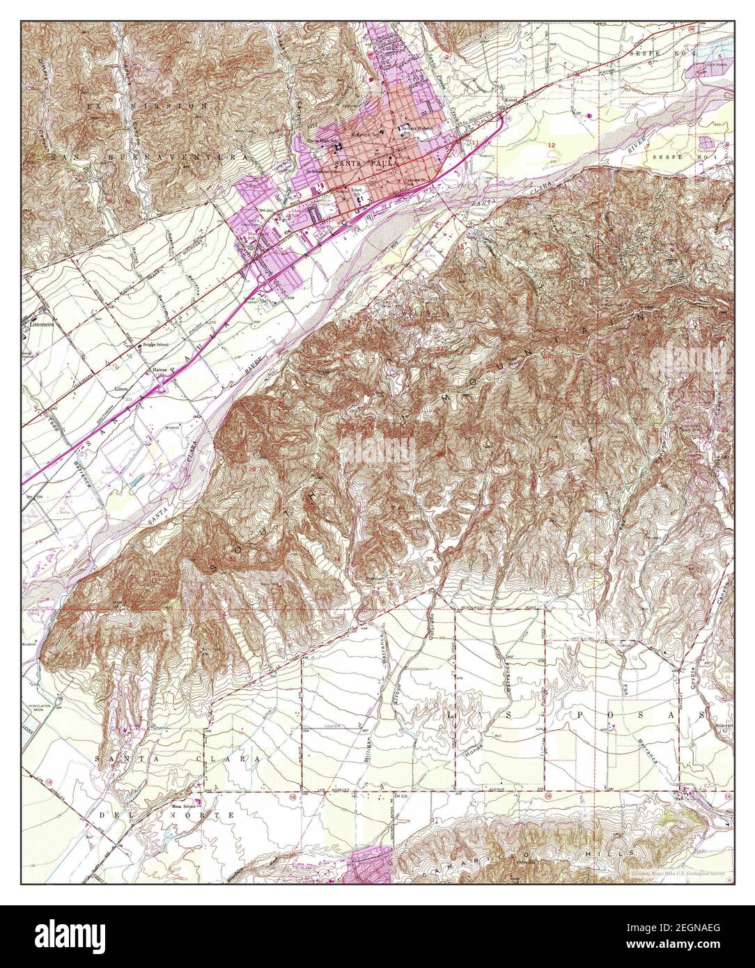 Santa Paula, California, map 1951, 1:24000, United States of America by Timeless Maps, data U.S. Geological Survey Stock Photo