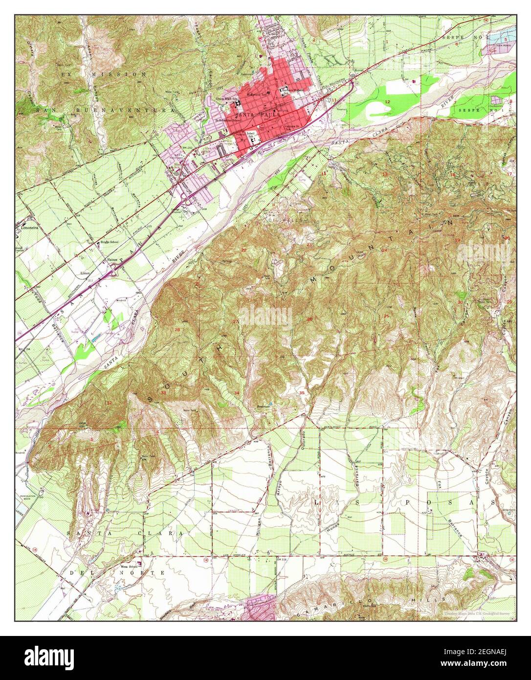 Santa Paula, California, map 1951, 1:24000, United States of America by Timeless Maps, data U.S. Geological Survey Stock Photo