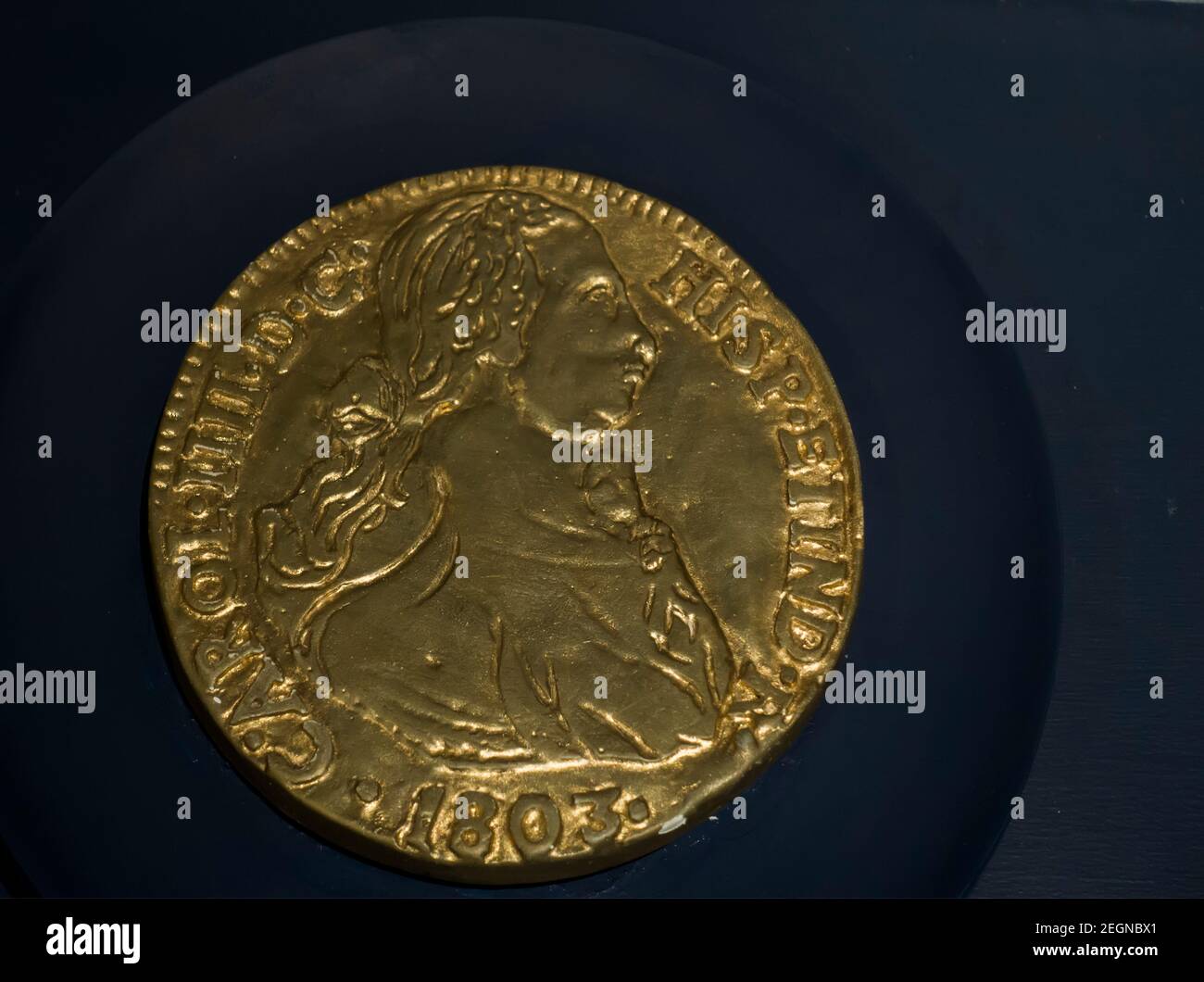 1803 gold coin salvaged from sunken Spanish Galleon Stock Photo
