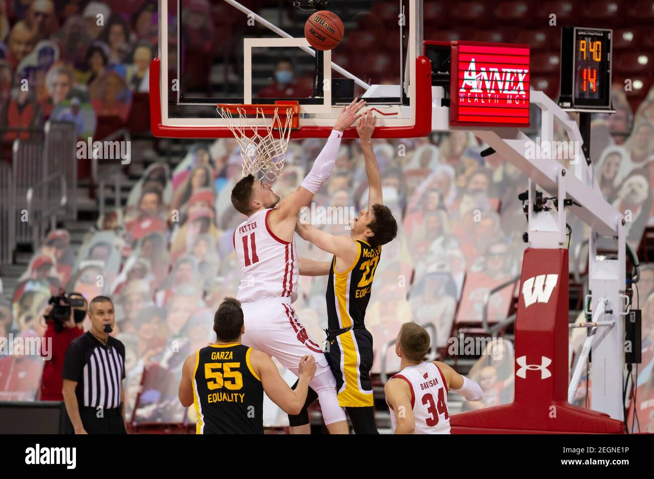 Madison WI USA 18th Feb 2021 Iowa Hawkeyes Forward Patrick McCaffery 22 Attempts To Shoot 