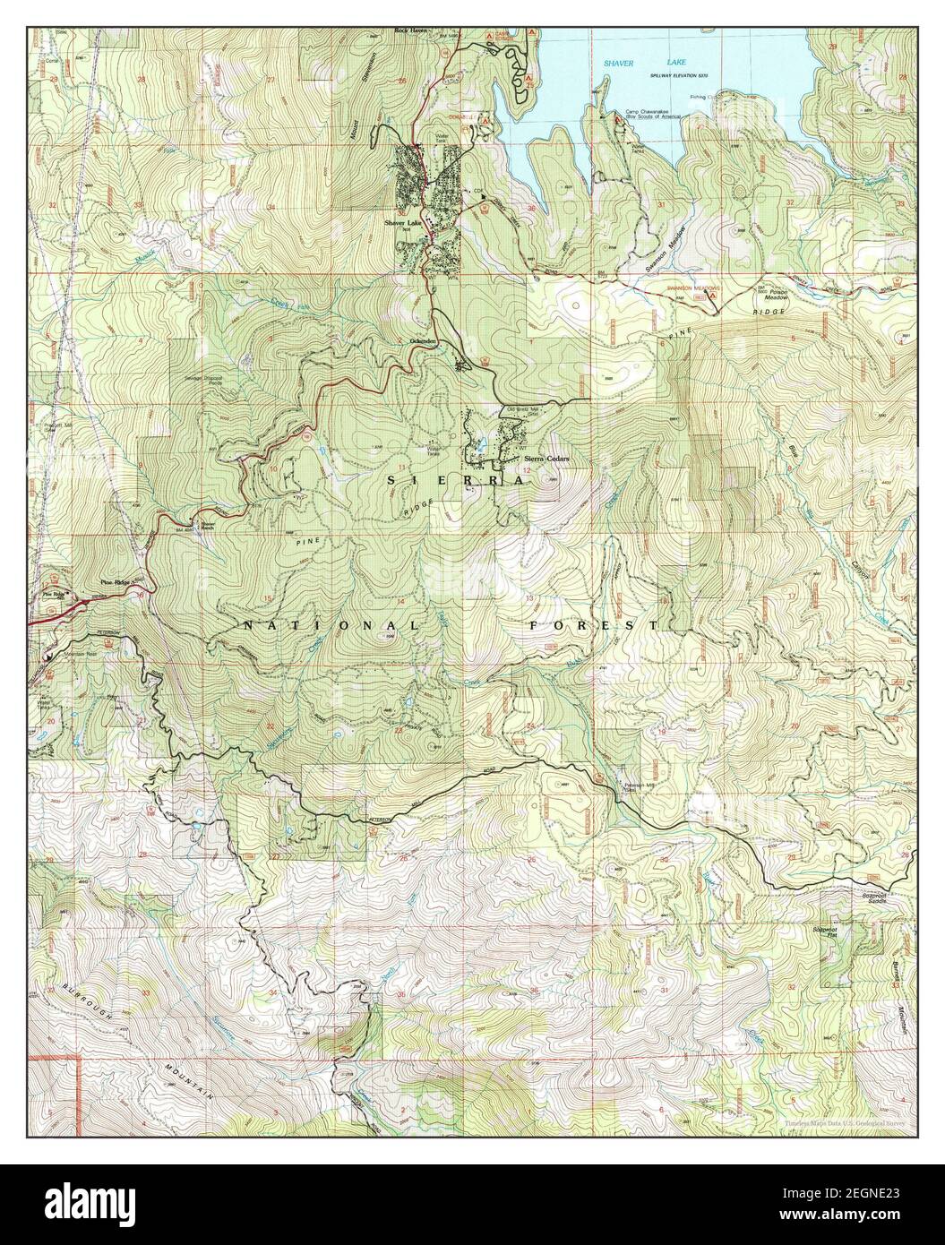 Shaver Lake, California, map 2004, 124000, United States of America by