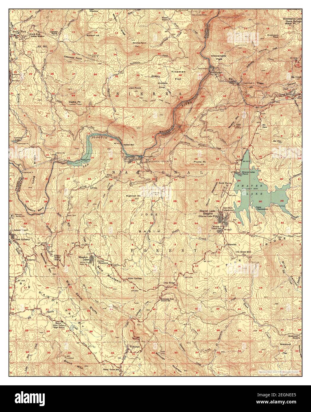Shaver Lake, California, map 1953, 162500, United States of America by