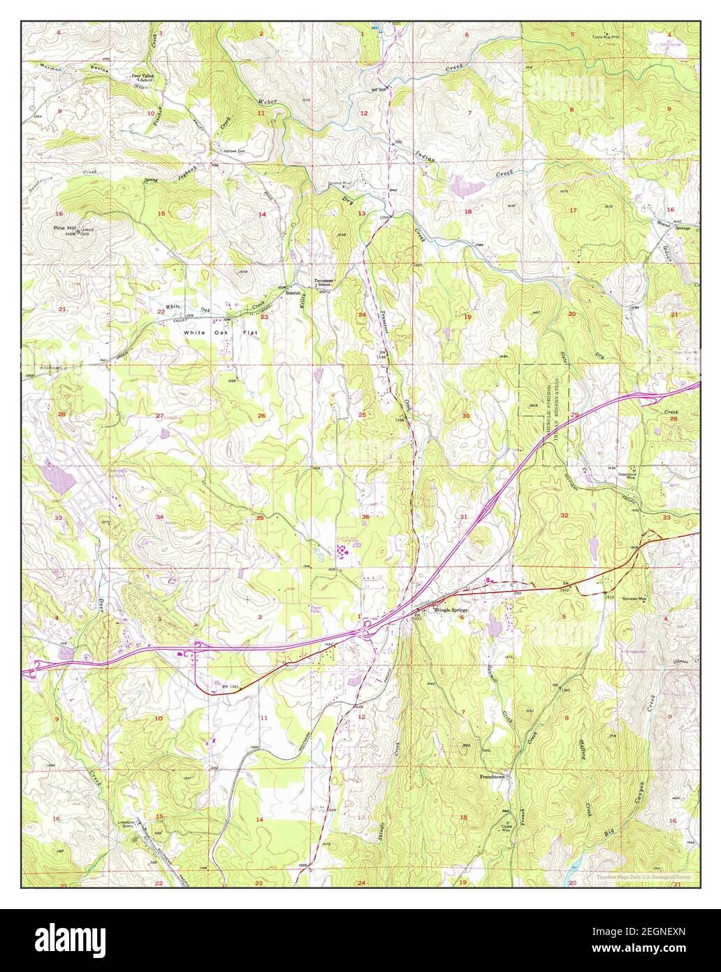 Shingle Springs, California, map 1949, 124000, United States of