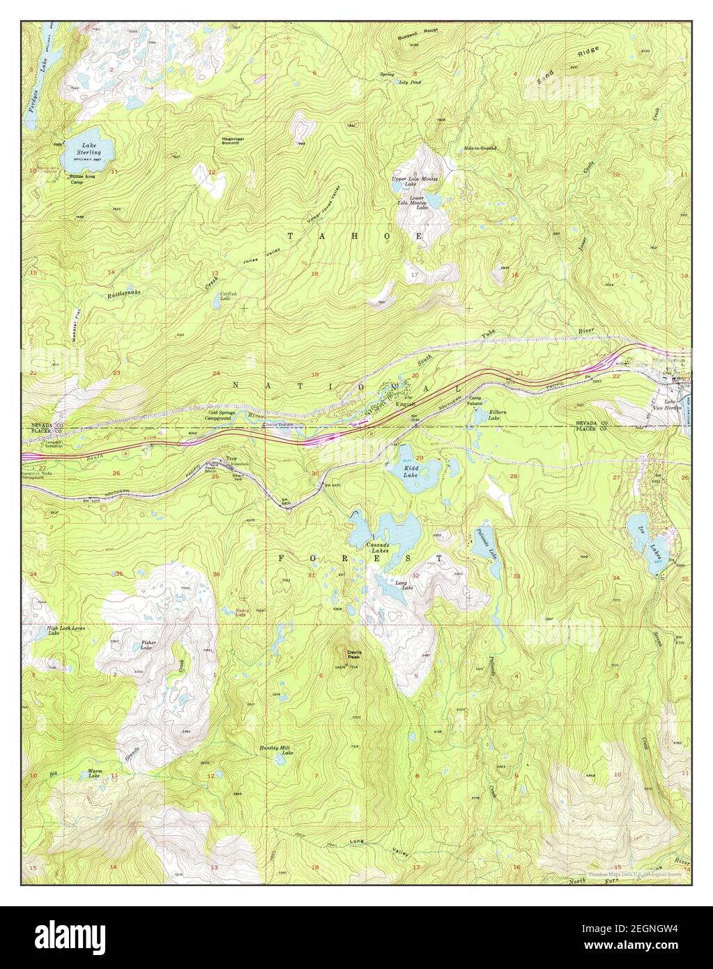 Soda Springs, California, map 1955, 124000, United States of America
