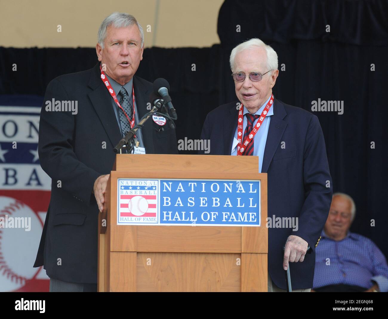 New York, NY-July 28: Tommy John and Dr. Frank Jobe attends the National Baseball Hall of Fame induction ceremony on July 28, 2013 in Cooperstown, New York.Credit: George Napolitano / MediaPunch Stock Photo