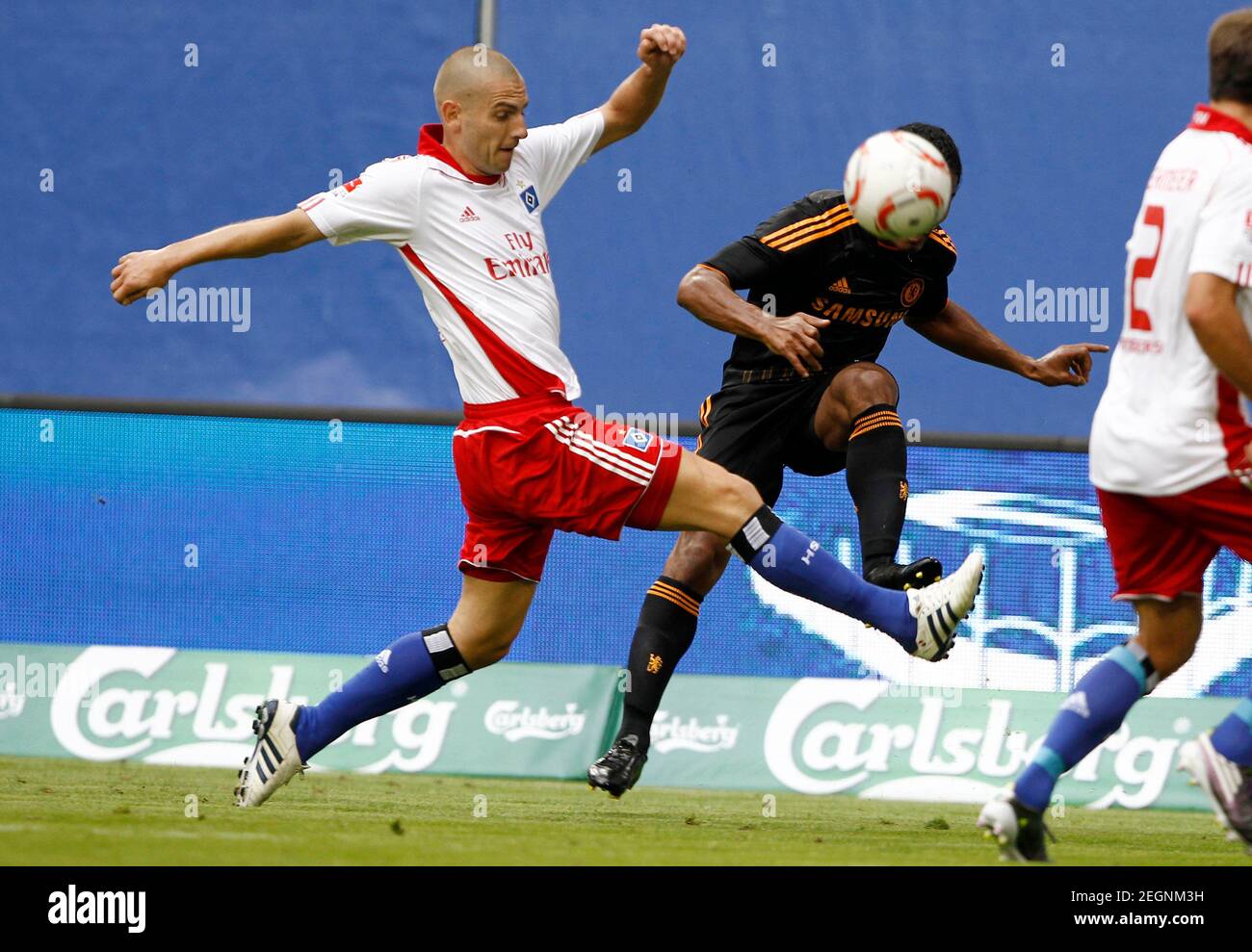 Football - SV Hamburg v Chelsea Pre Season Friendly - Imtech Arena,  Hamburg, Germany - 10/11 - 4/8/10 Chelsea's Florent Malouda (R) in action  Mandatory Credit: Action Images / Juergen Tap Livepic Stock Photo - Alamy