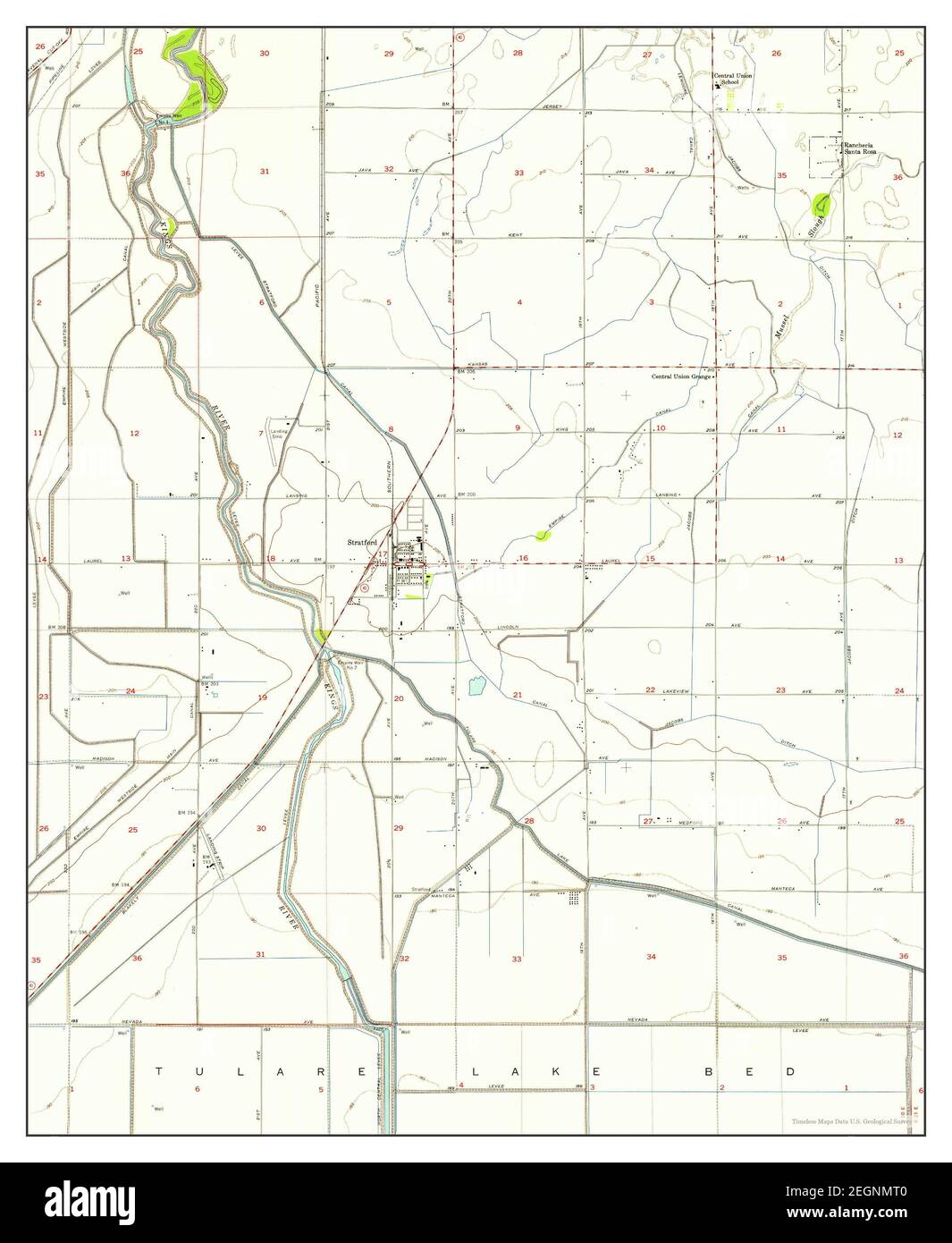 Stratford, California, map 1954, 124000, United States of America by