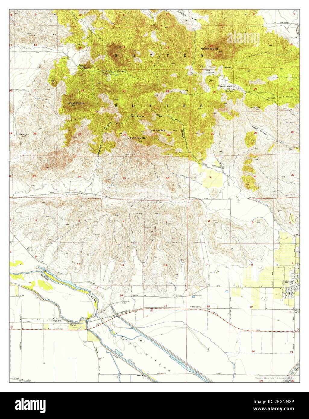 Sutter Buttes, California, map 1954, 1:24000, United States of America ...