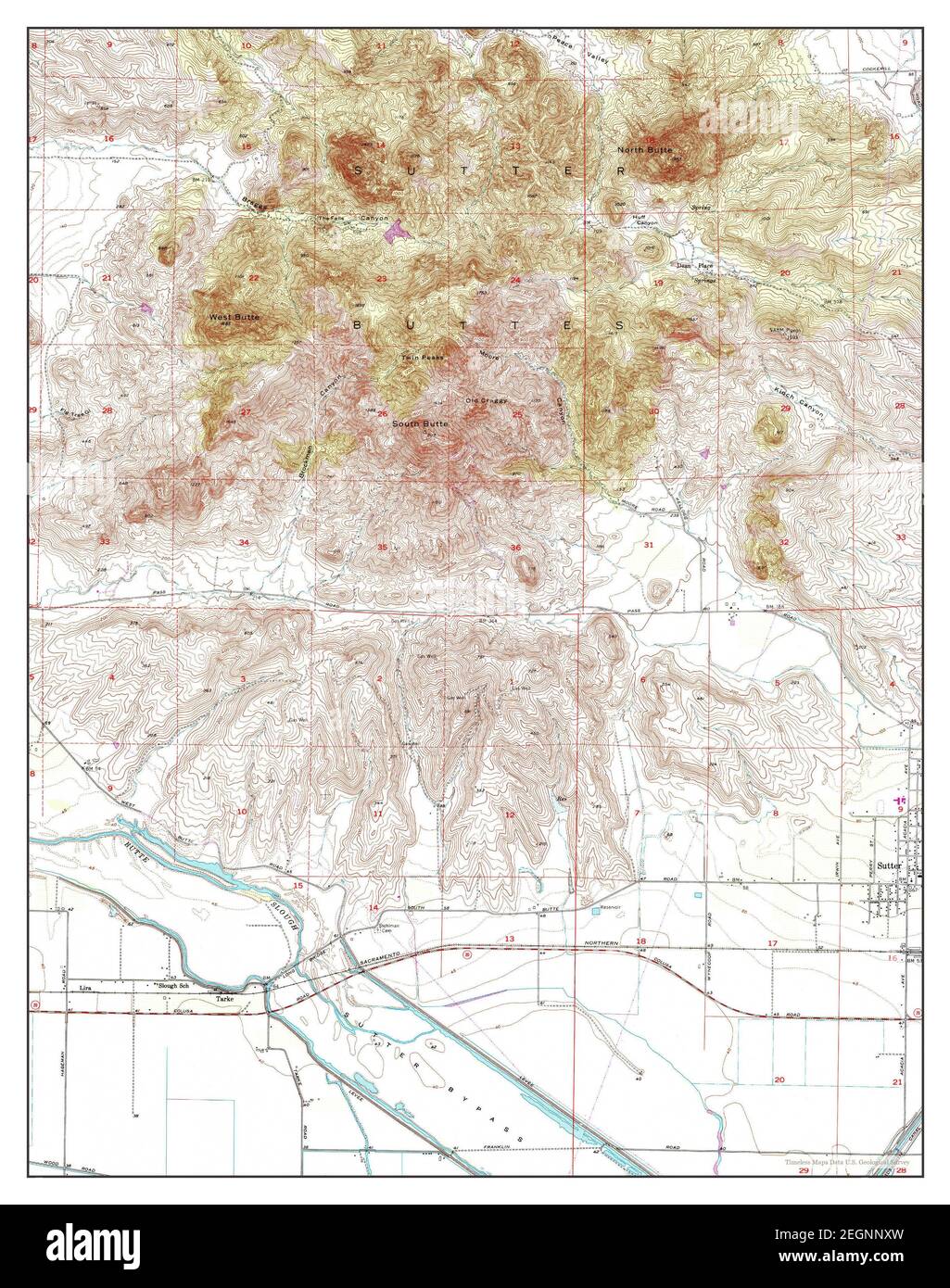 Sutter Buttes, California, map 1954, 1:24000, United States of America ...