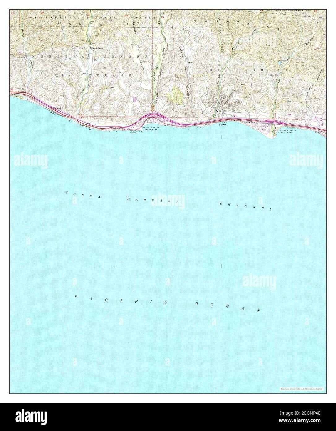 Tajiguas, California, map 1953, 1:24000, United States of America by Timeless Maps, data U.S. Geological Survey Stock Photo