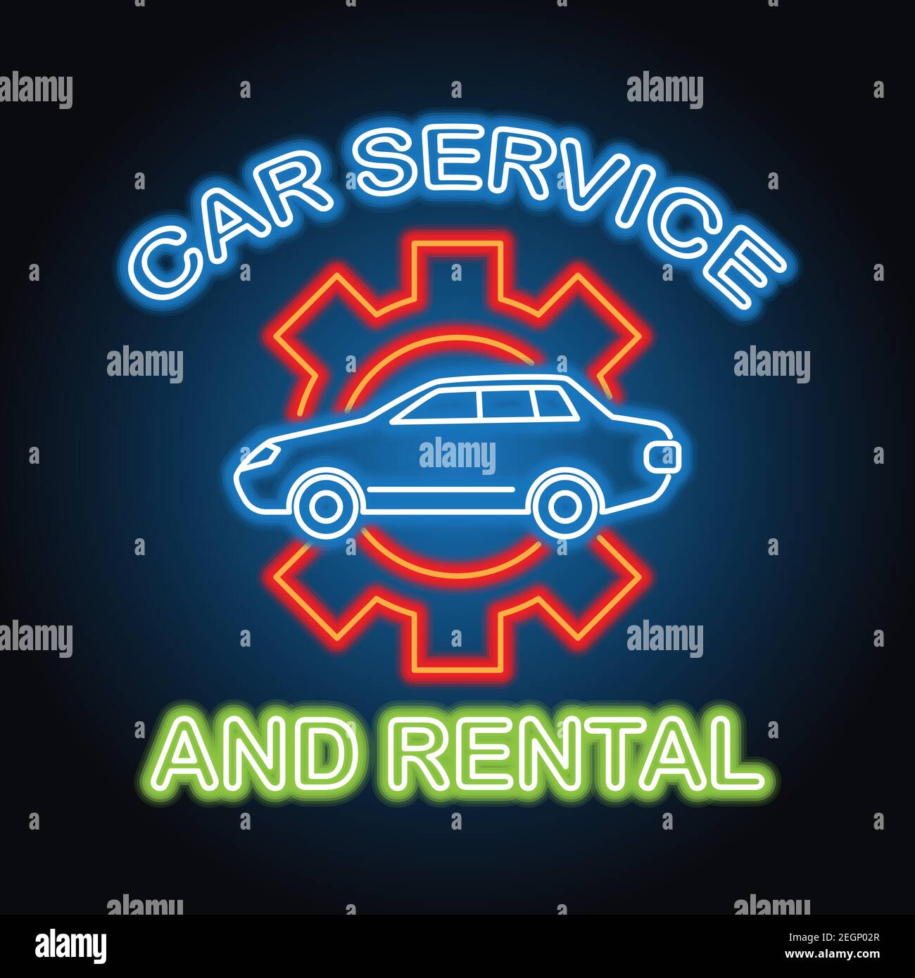 Vehicle Service Sign car service and rental neon sign for business. vector illustration ...