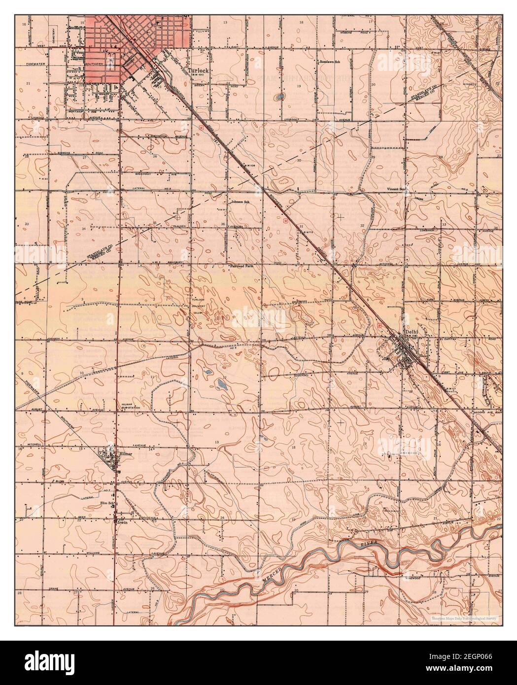 Turlock, California, map 1948, 1:24000, United States of America by Timeless Maps, data U.S. Geological Survey Stock Photo