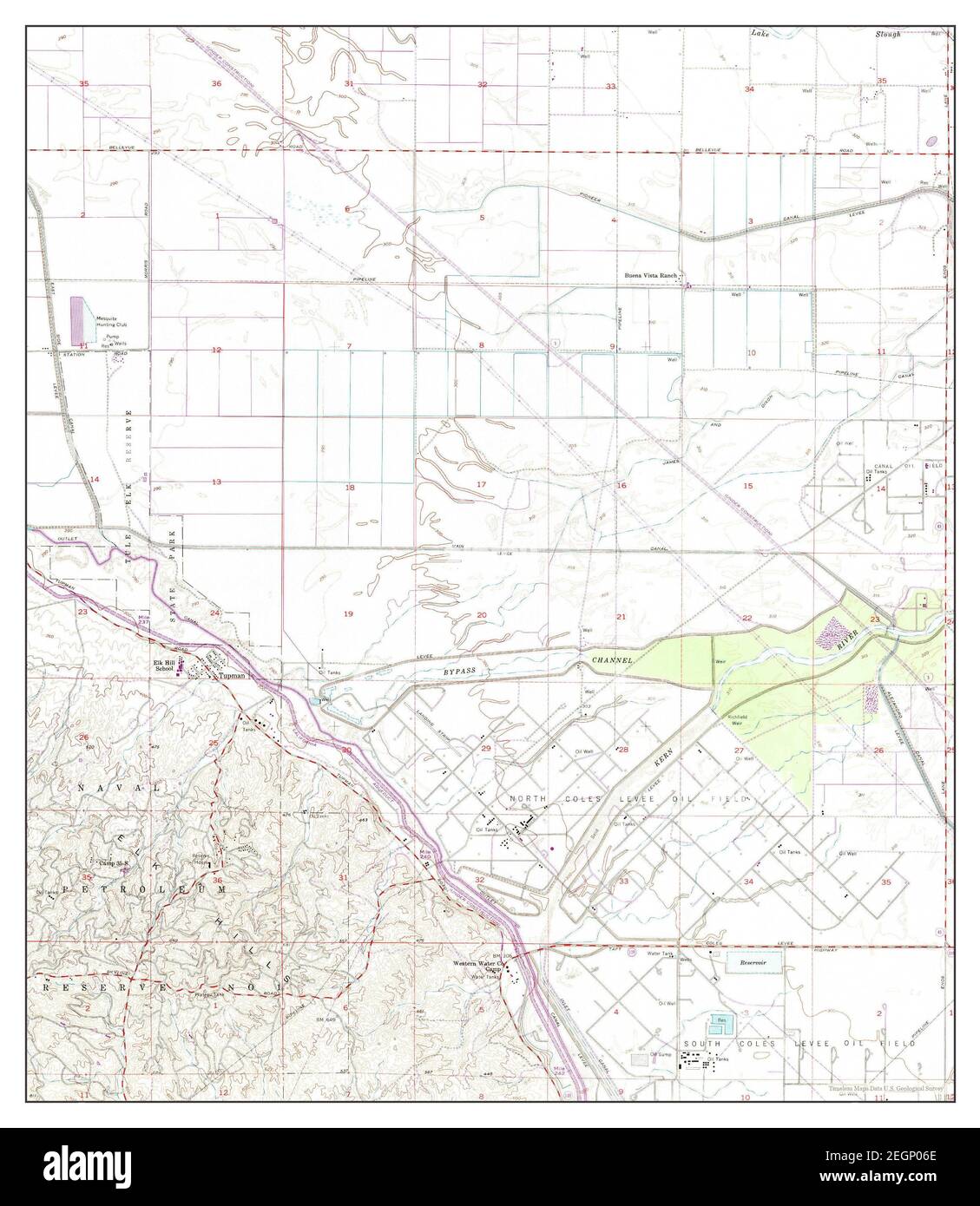 Tupman, California, map 1954, 124000, United States of America by