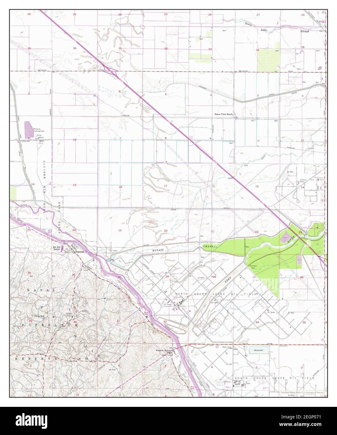 Tupman, California, map 1954, 124000, United States of America by