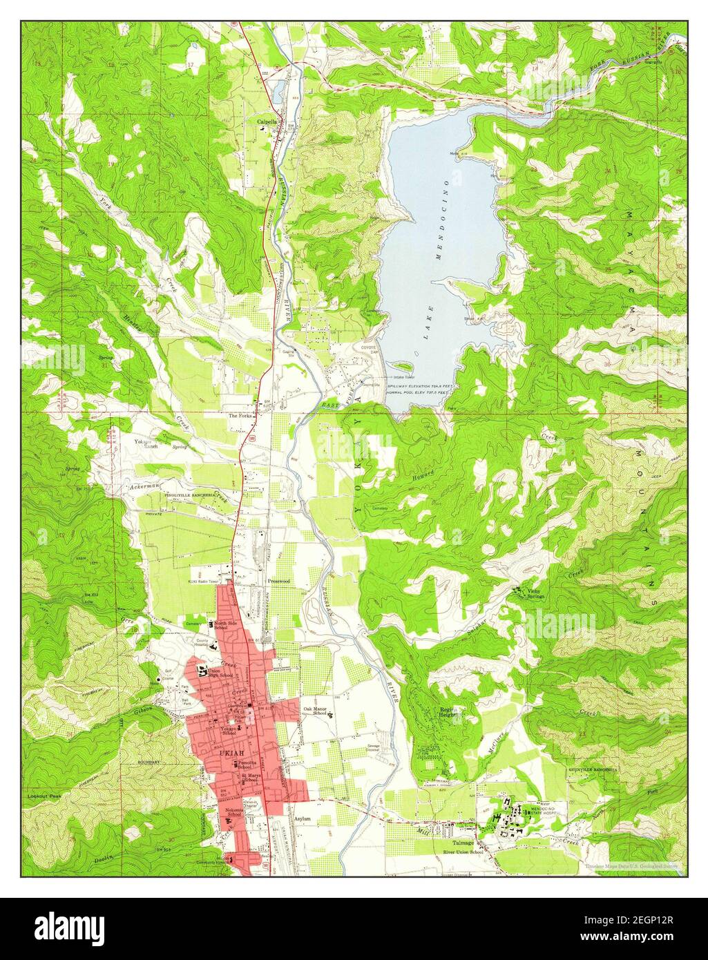 Ukiah, California, map 1958, 124000, United States of America by