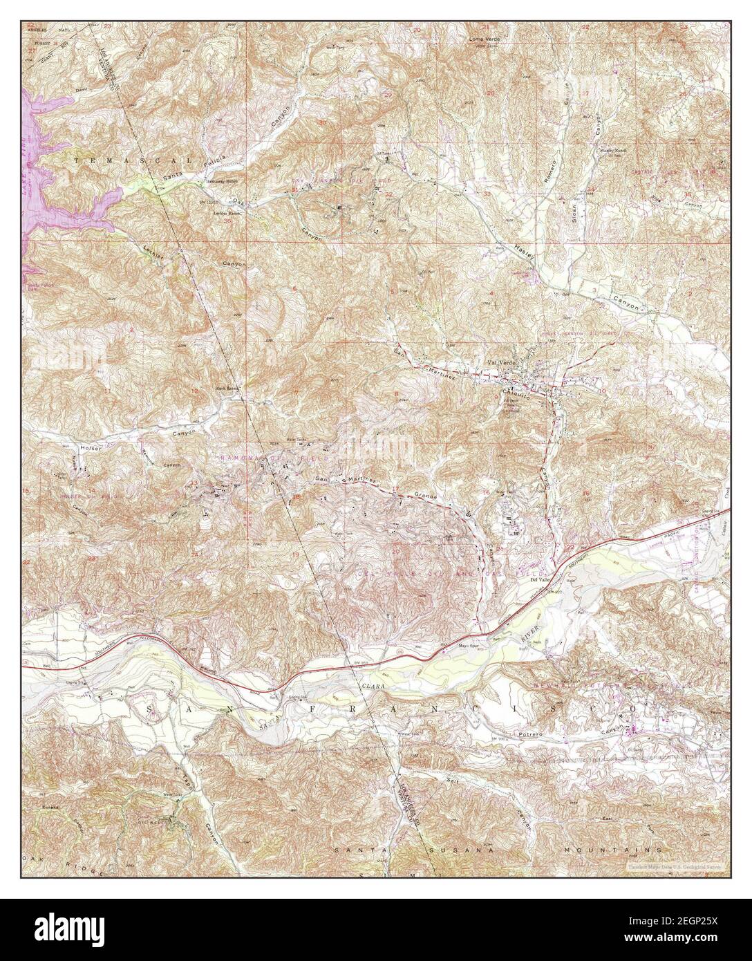 Val Verde, California, map 1952, 124000, United States of America by