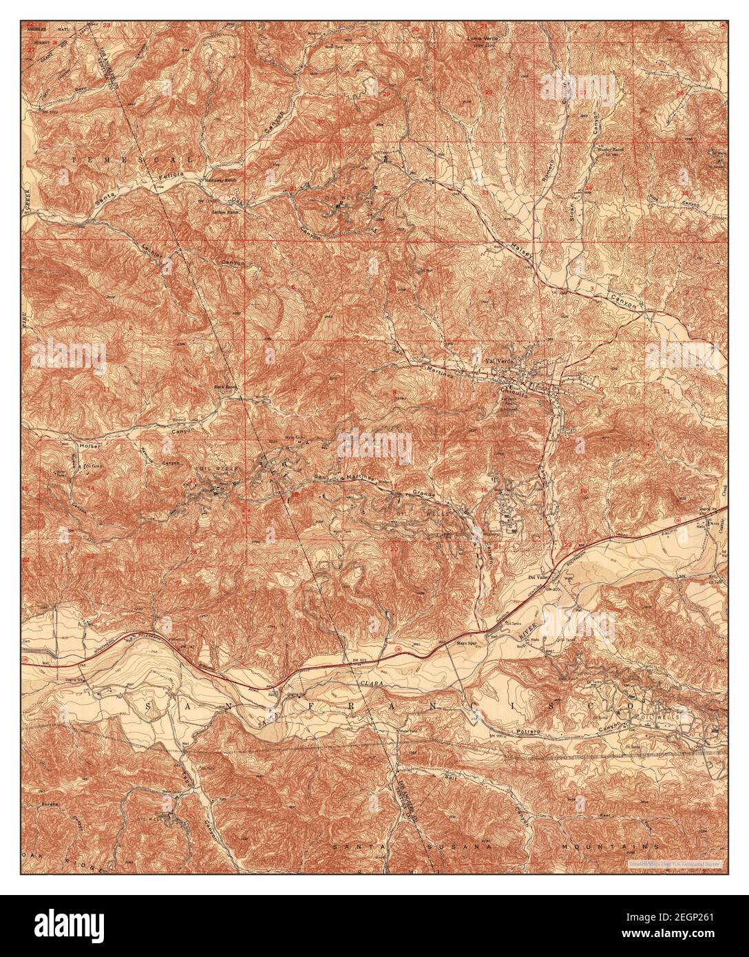 Val Verde, California, map 1952, 124000, United States of America by